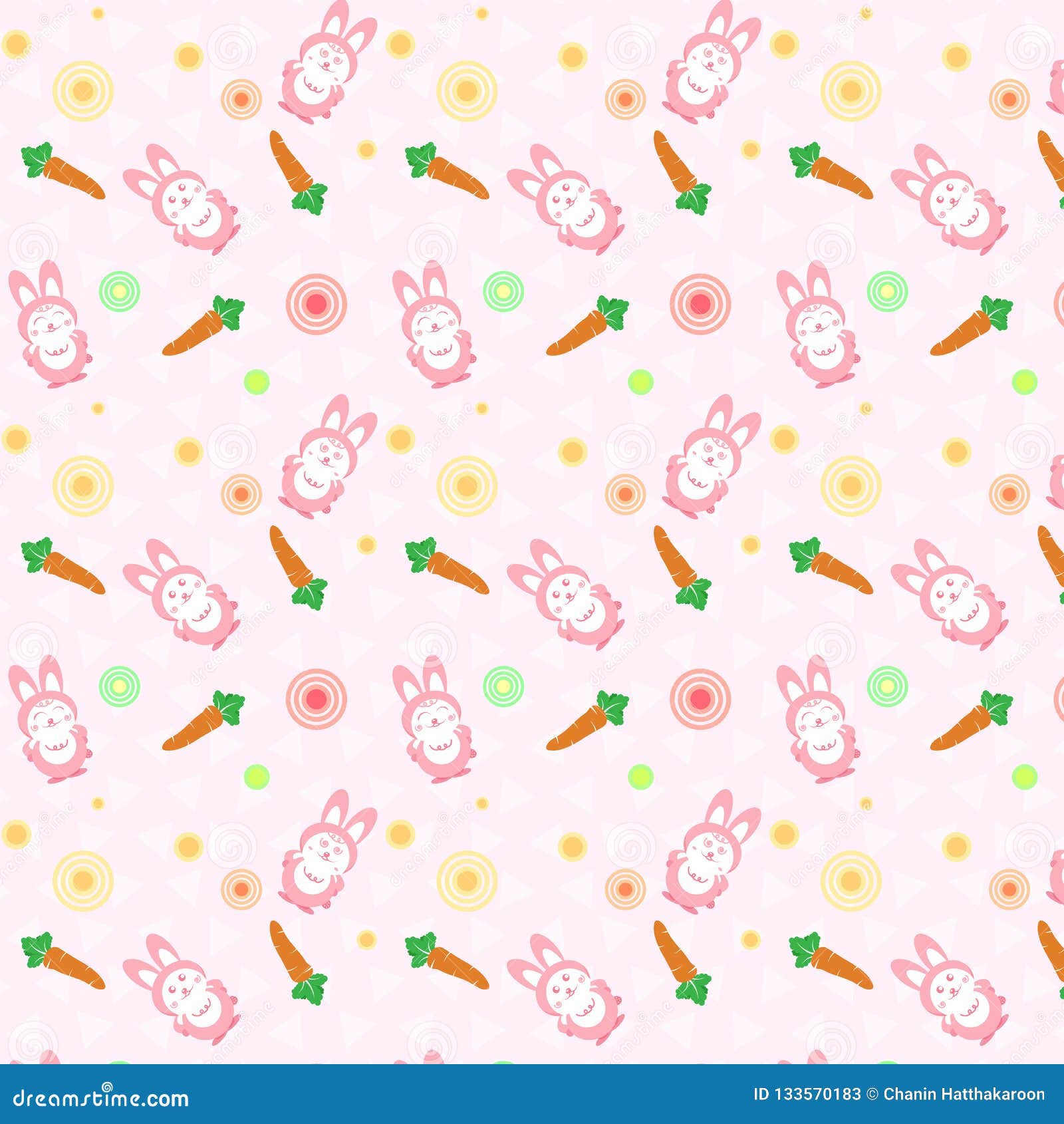 Pink Rabbit Cute with Carrot Scatter Pattern Concept Using for K Stock ...