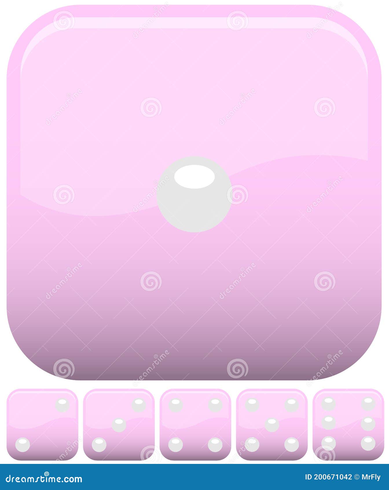 Pink Realistic Dice Collection, Set Of 6, Vector Available Stock Vector