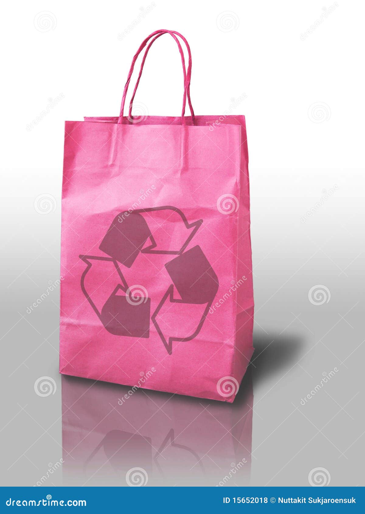 Pink Recycle Shopping Paper Bag Stock Photo Image of carry, reflect 15652018