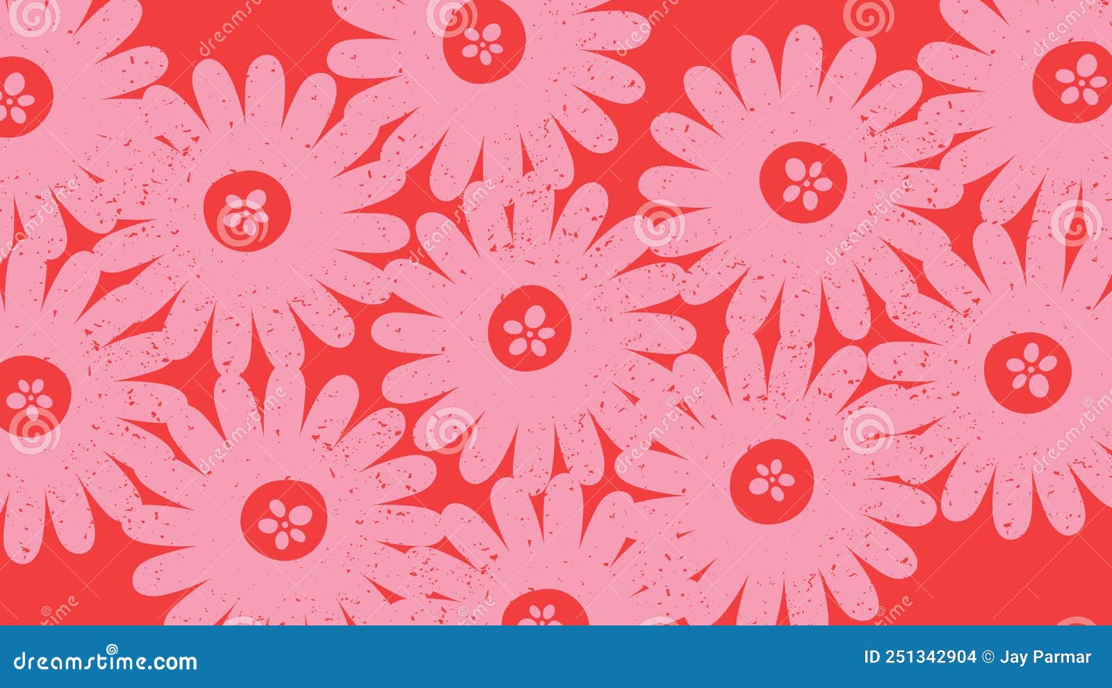 Pink Red Retro Floral Desktop Wallpaper Stock Illustration