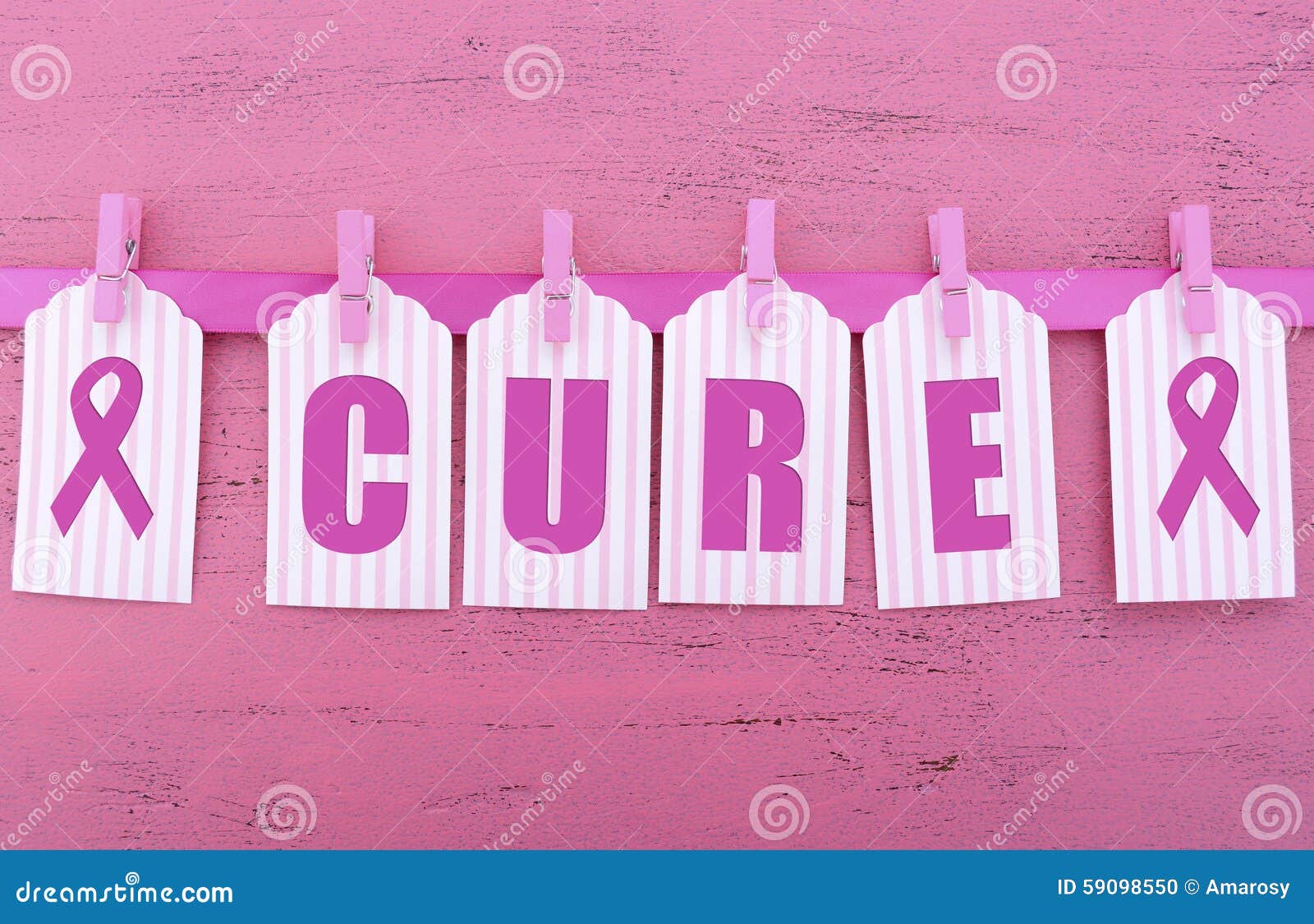 pink ribbon charity for womens health awareness cure message.