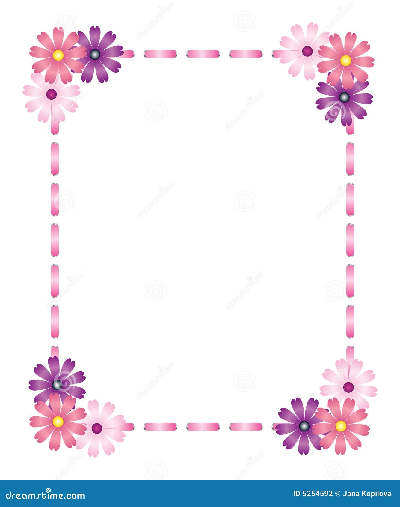 Pink Ribbon Frame With Flowers Stock Photography Image 5254592