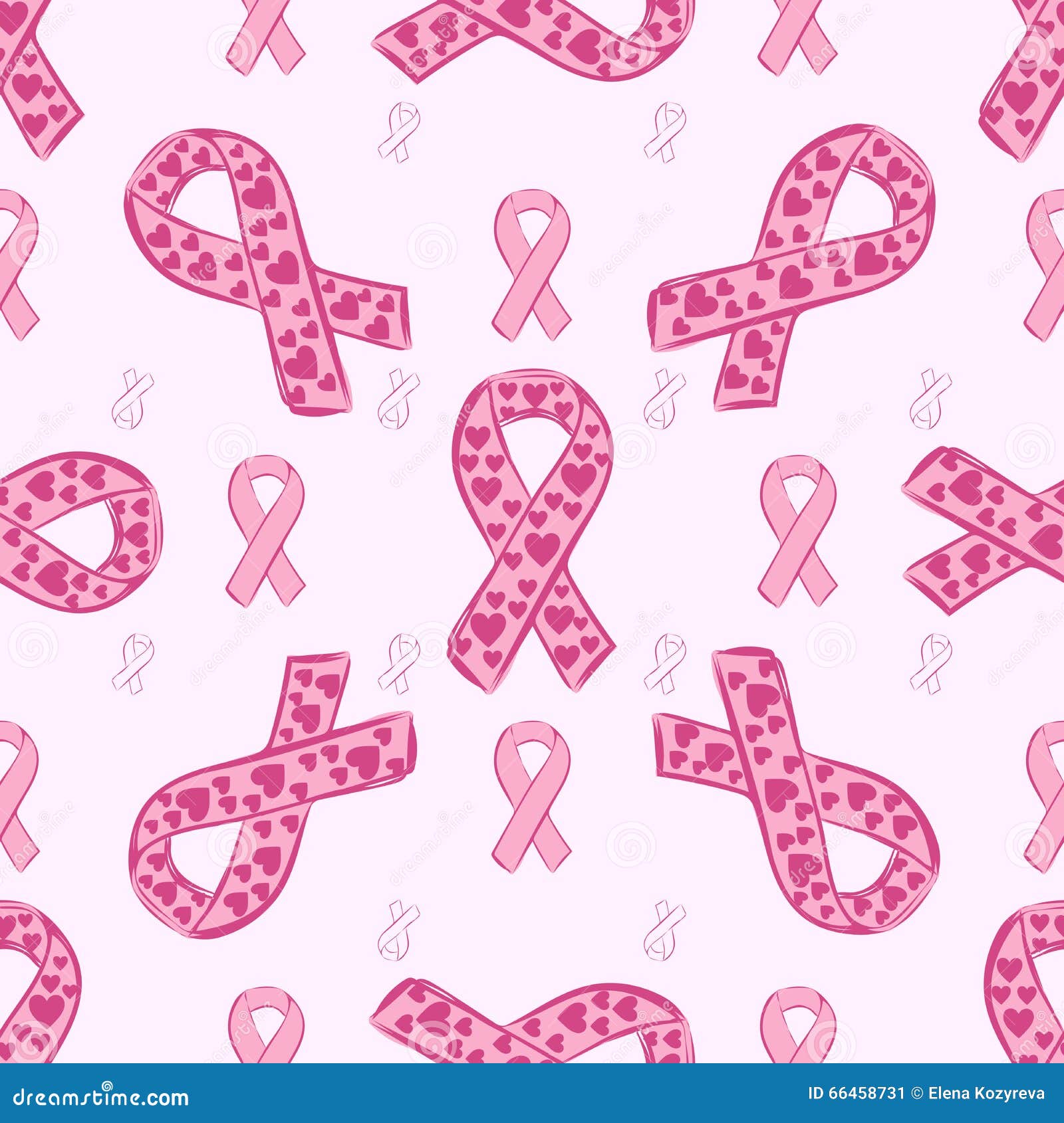 Download Pink Ribbon And Heart Seamless Pattern Stock Vector ...