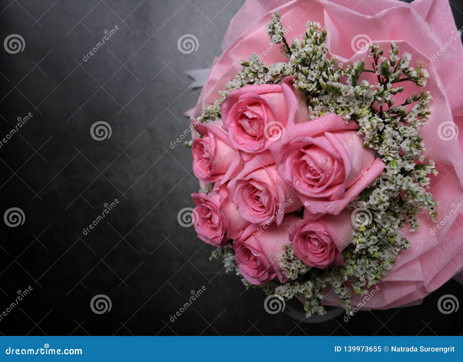Pink And Black Rose Bouquet