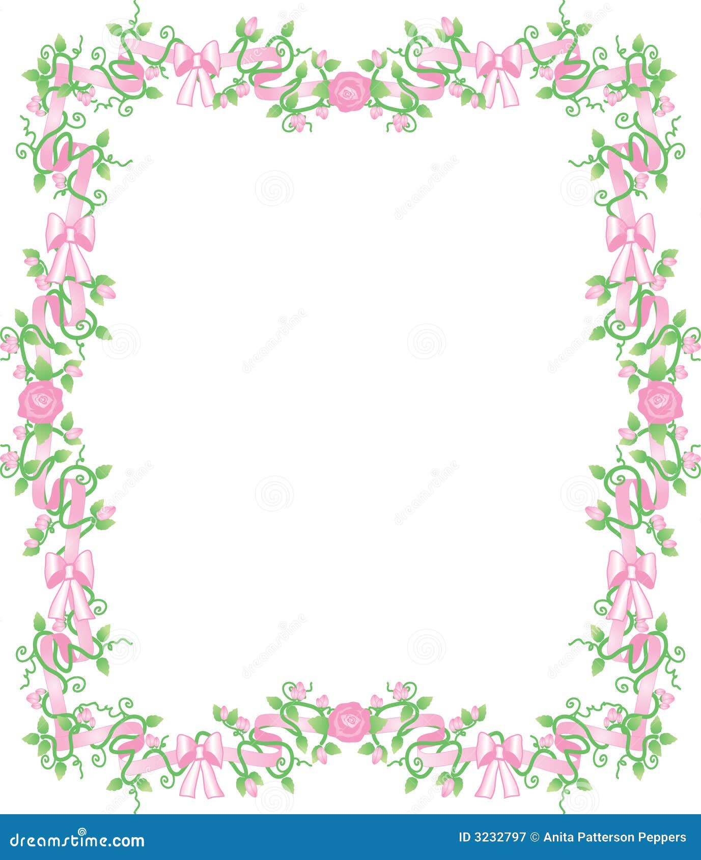 Pink rosebud border stock vector. Image of delicate, pastel 3232797