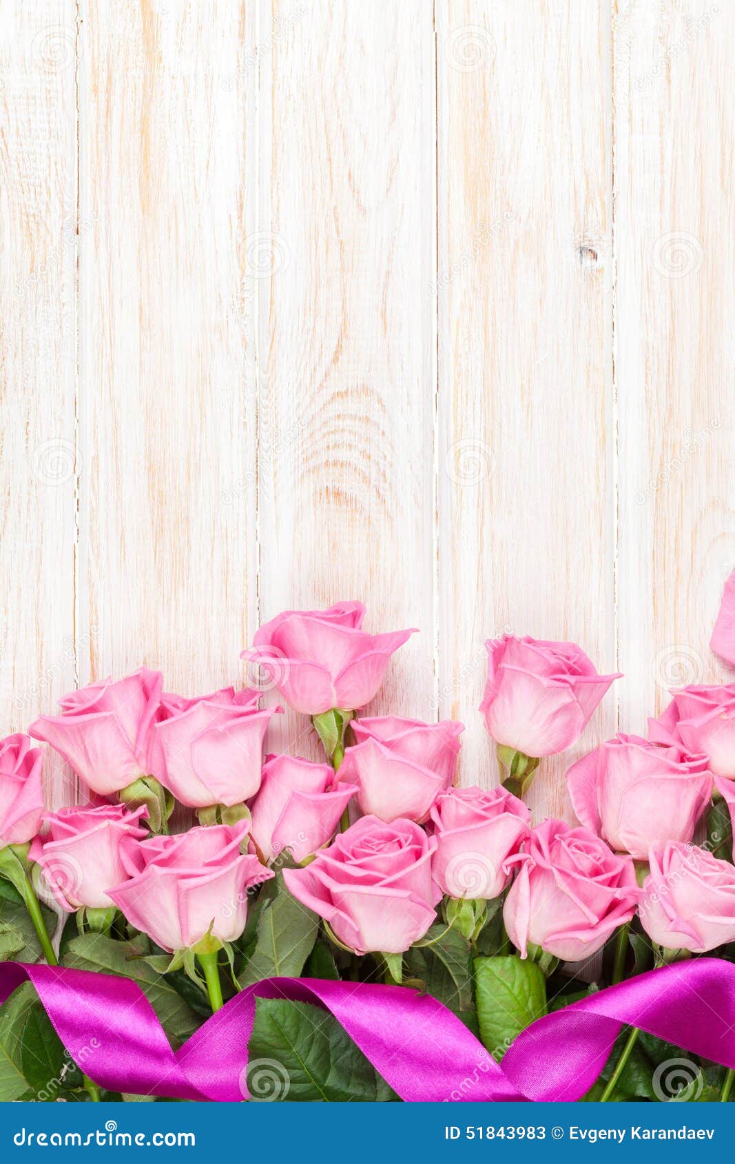 Pink Roses Bouquet Over Wooden Table Stock Image - Image of romantic ...