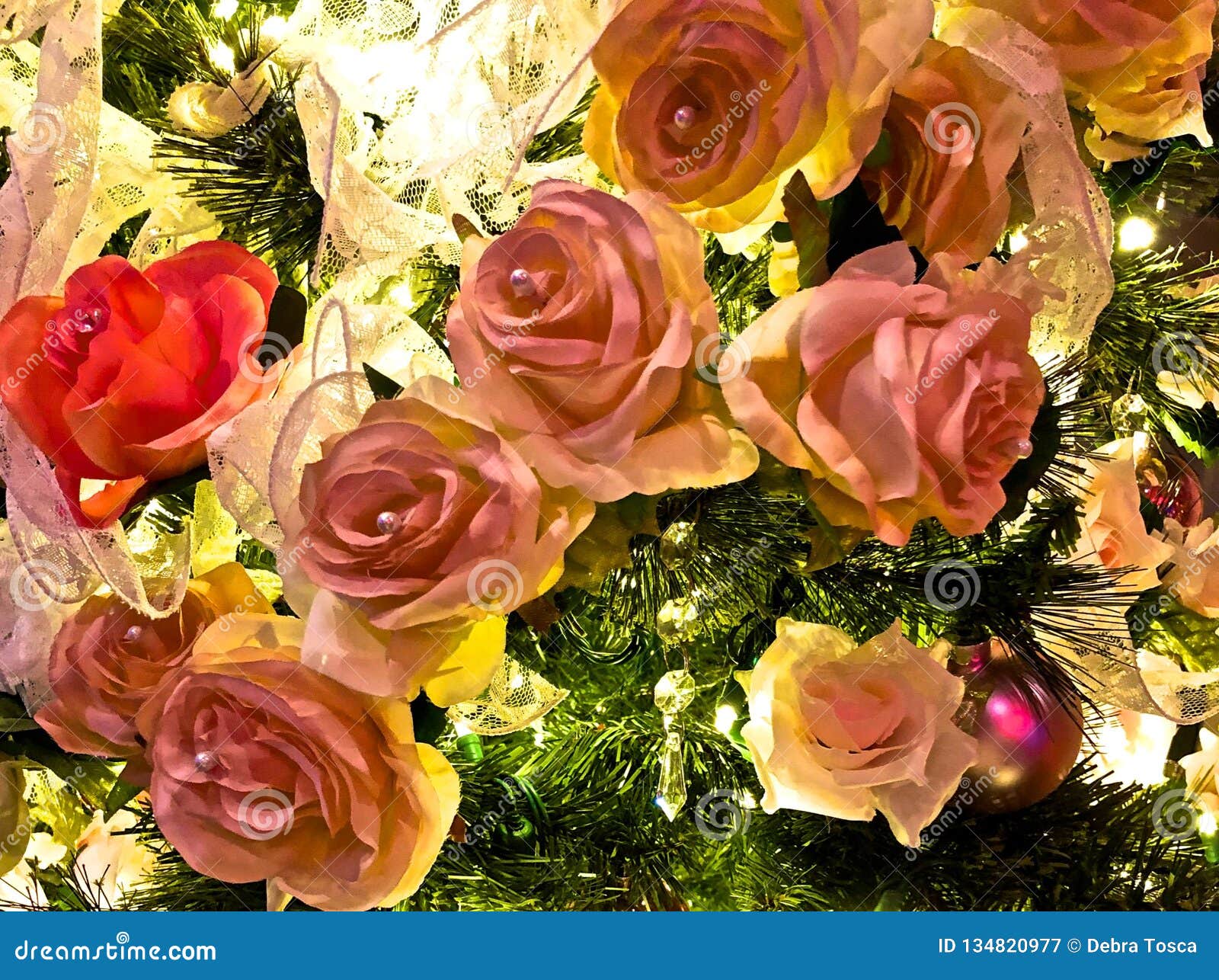 Pink Roses Christmas Decorations Stock Image Image of rose, roses 134820977