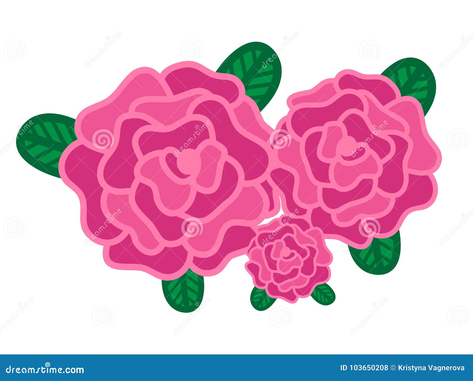 Pink Roses With Leaves Vector Stock Vector Illustration Of Flower