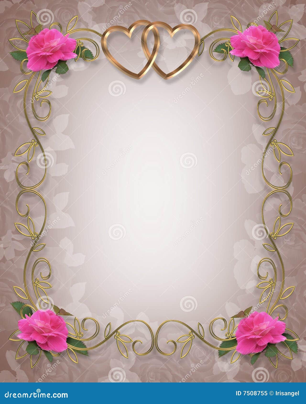 Pink Roses Wedding Border Royalty Free Stock Photo - Image: 7508755