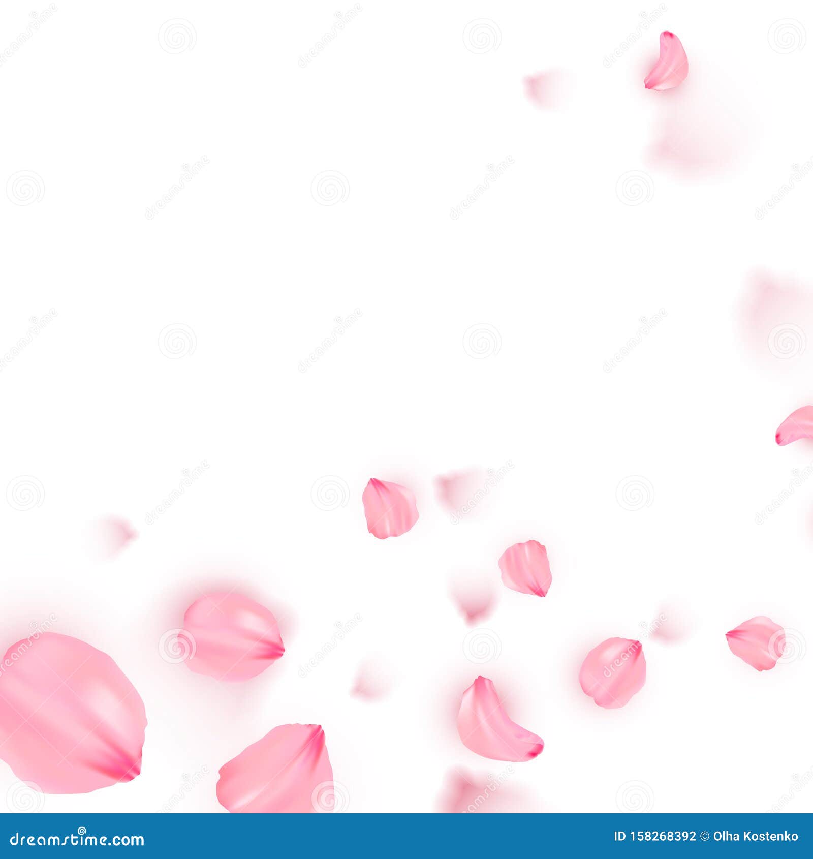 Pink Sakura Falling Petals Vector Background Stock Vector