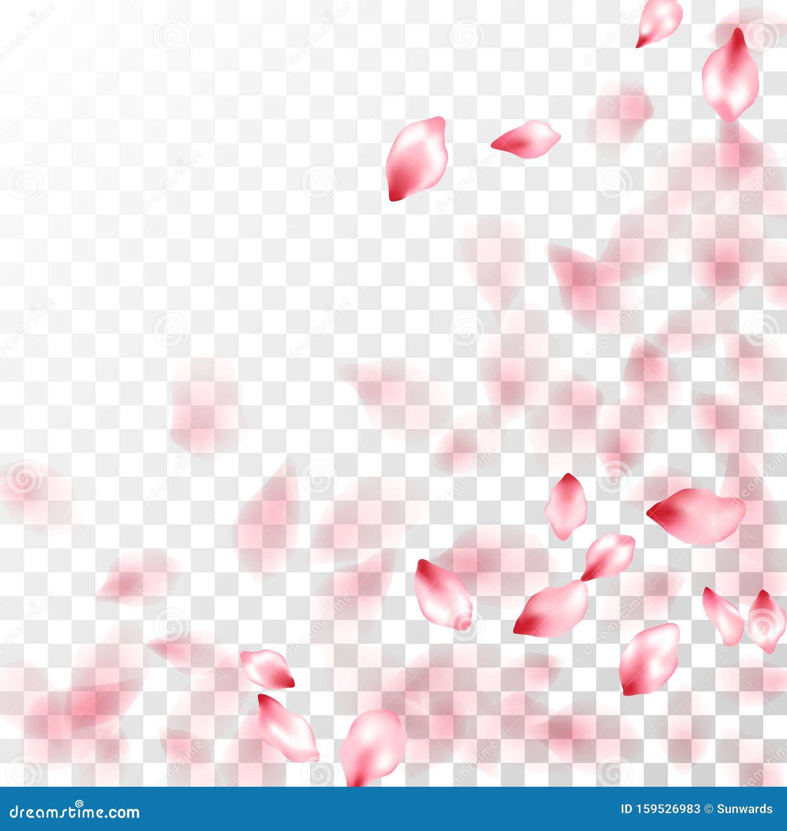 Pink Sakura Petals Falling Vector Graphics. Stock Vector - Illustration