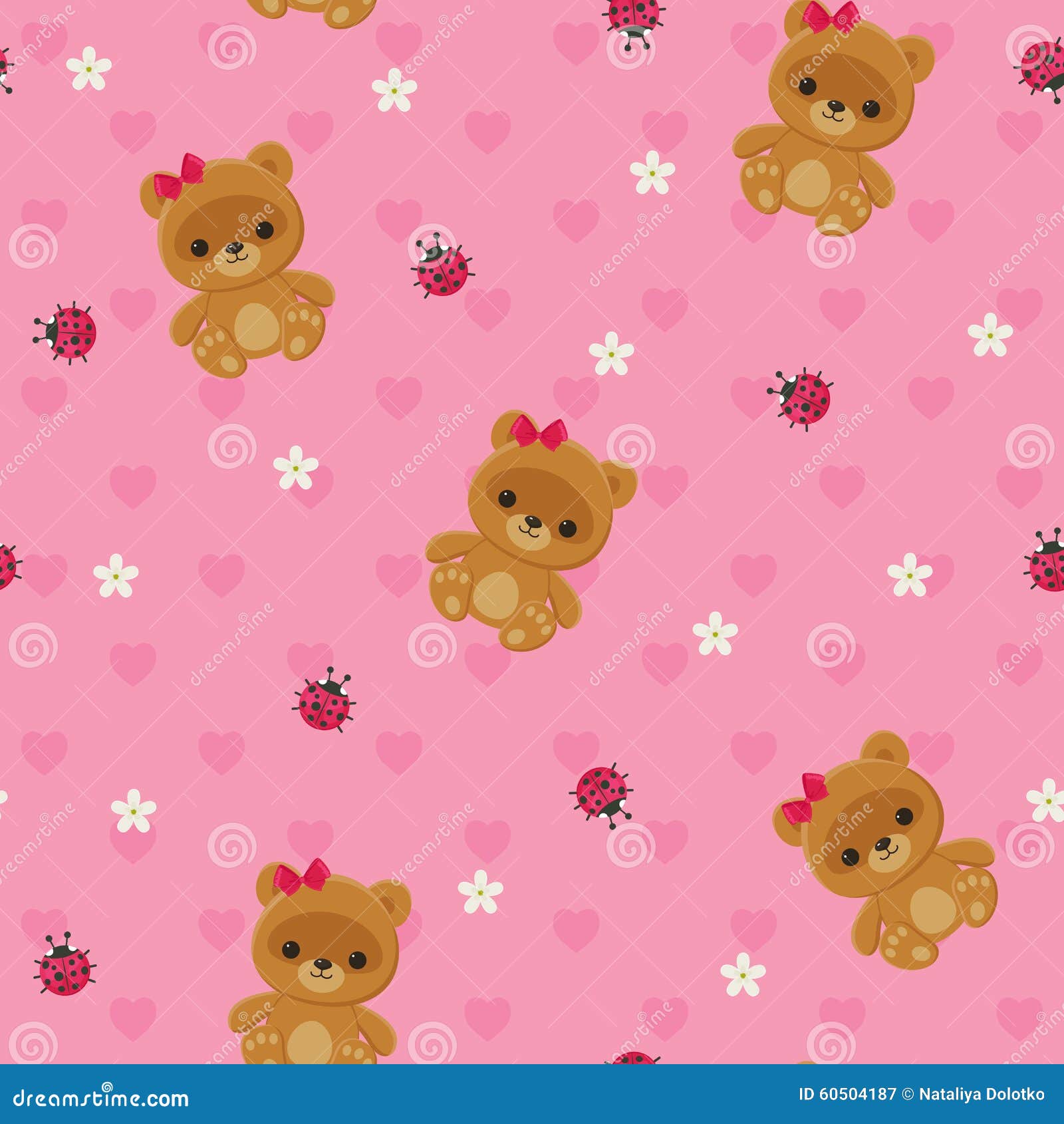 Teddy bear plush seamless pattern Royalty Free Vector Image