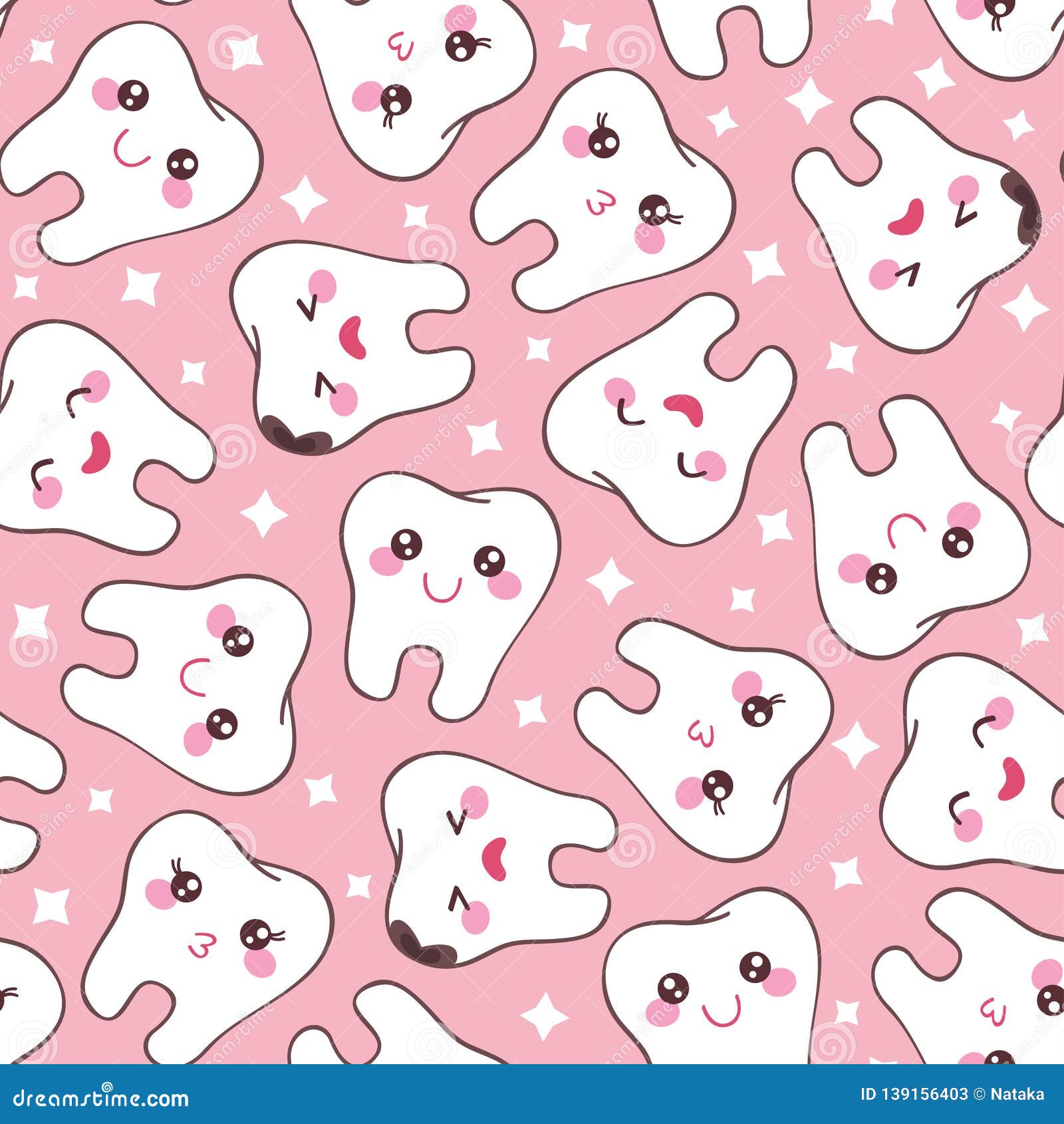 Pink Seamless Pattern with Teeth Stock Vector Illustration of