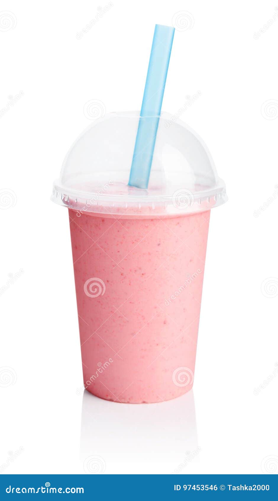 Pink Smoothie In Plastic Transparent Cup Stock Photo