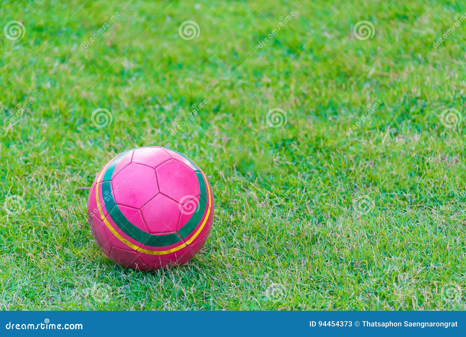 Pink Soccer Ball on Grass Field. Stock Image Image of activity