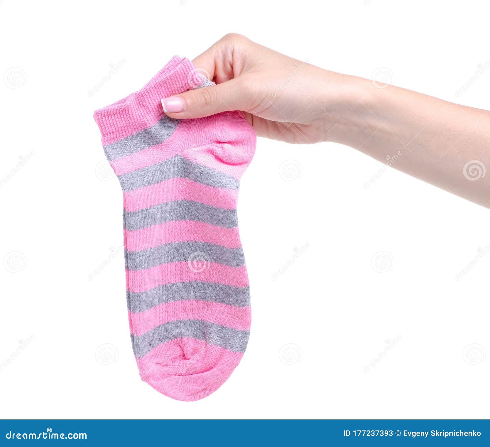 Pink socks in hand stock image. Image of girl, clean - 177237393