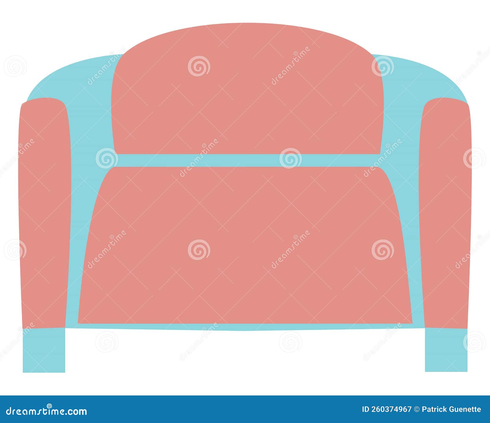 Pink sofa, icon stock vector. Illustration of cute, background 260374967