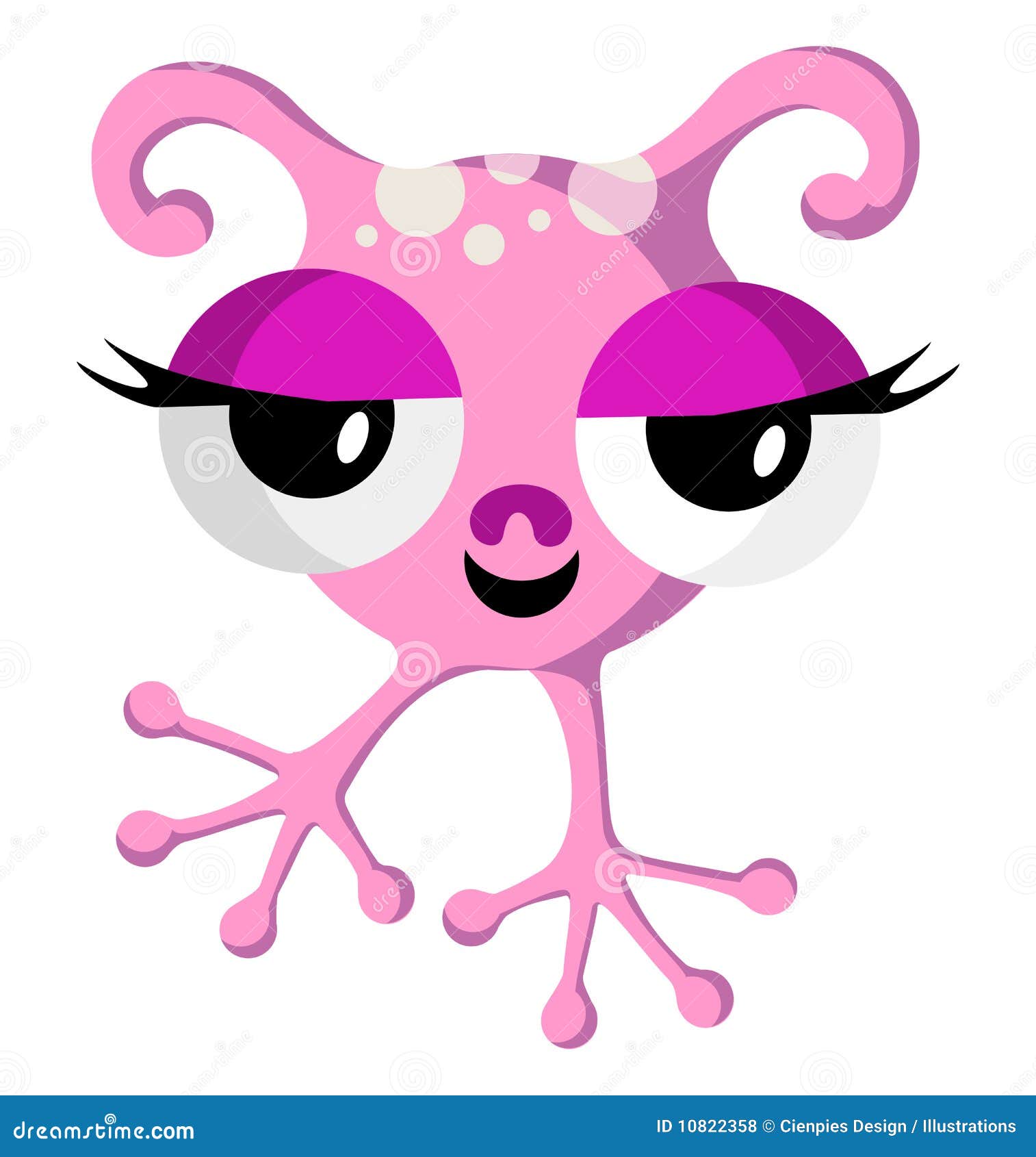 Pink Space Monster on White Stock Vector Illustration of faces
