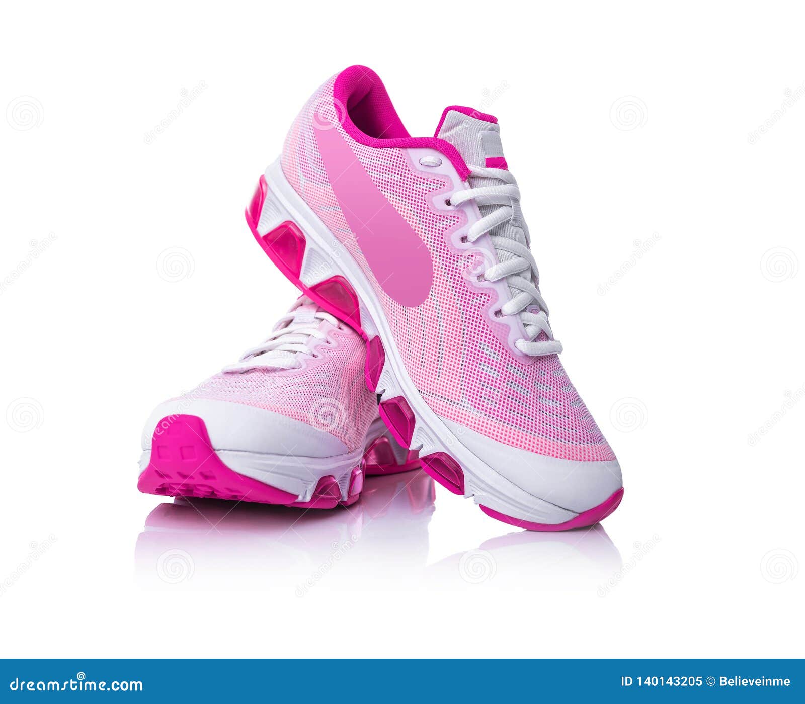 Pink Sport Shoes on White Background. Stock Image - Image of footgear ...