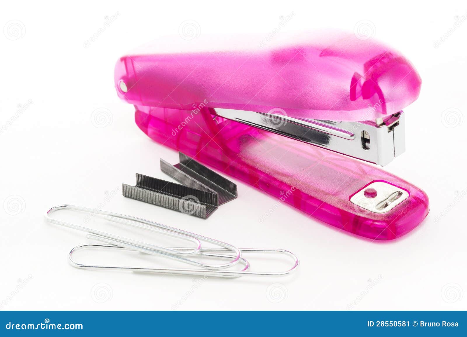 Pink stapler with staples stock image. Image of closeup 28550581