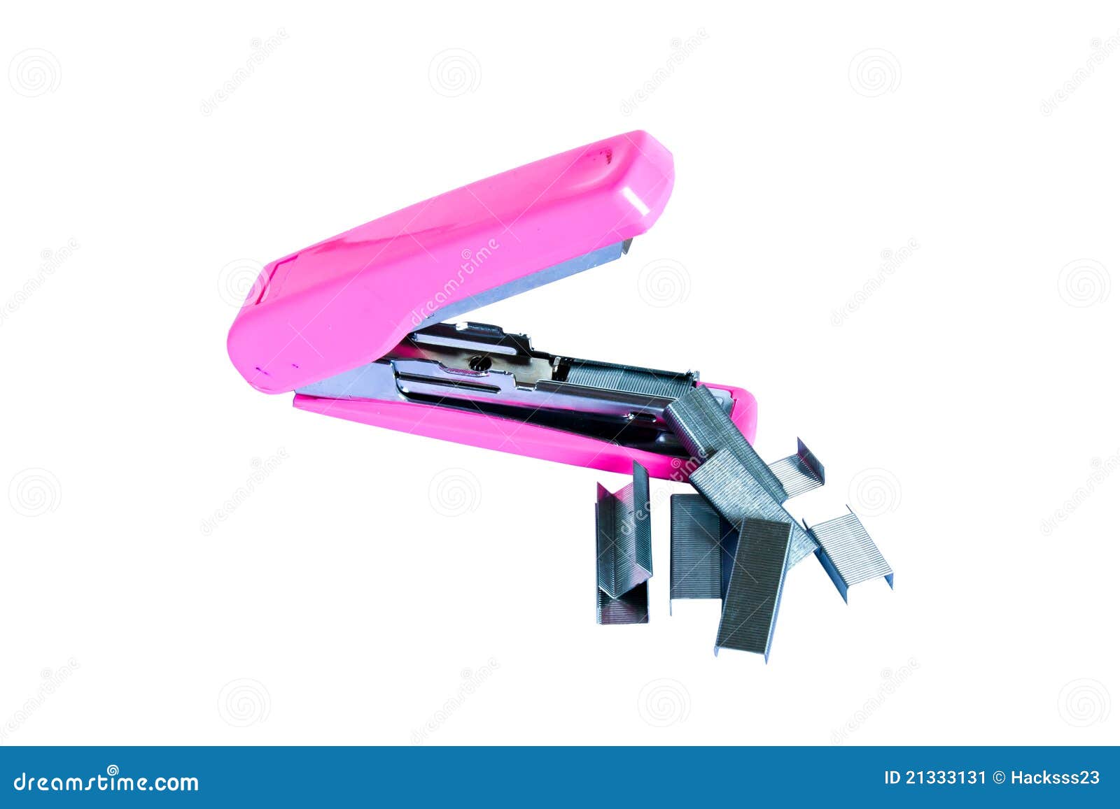 Pink Stapler And Staples Isolated On White Stock Image Image of metal