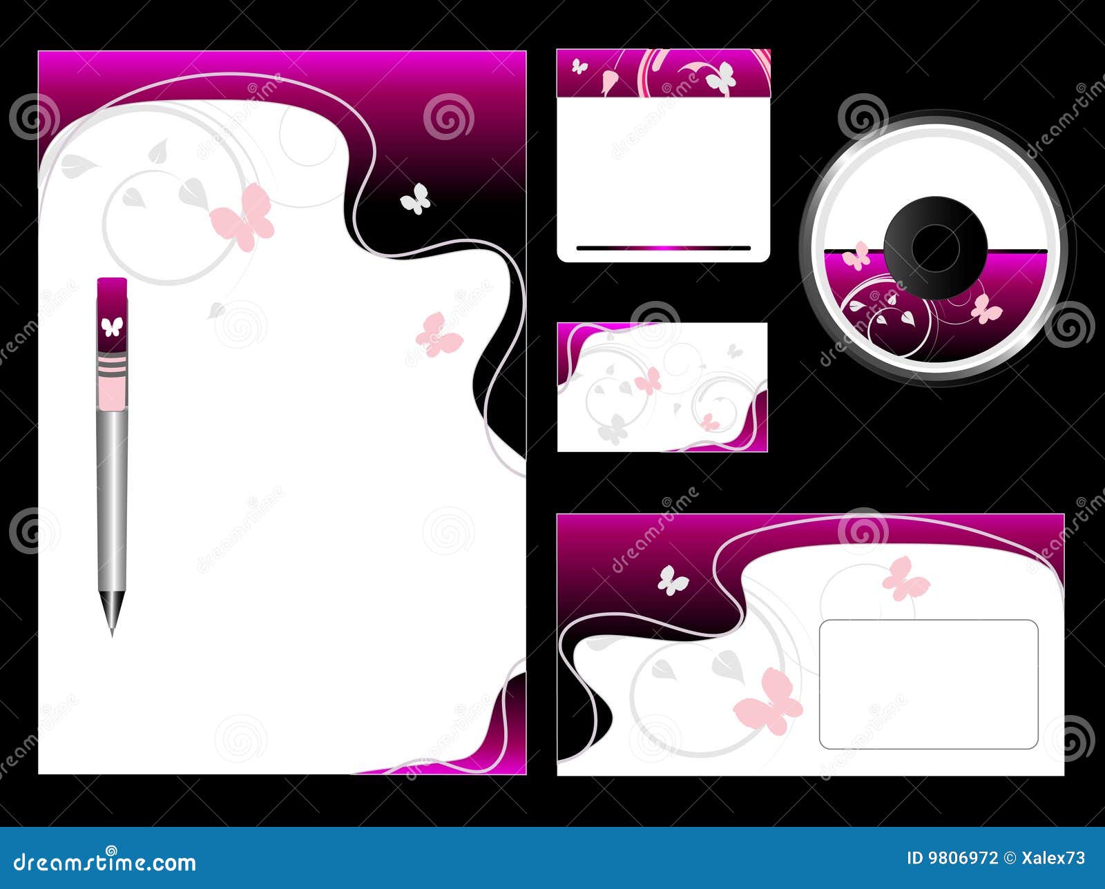 Pink Stationery Set stock vector. Illustration of communication 9806972