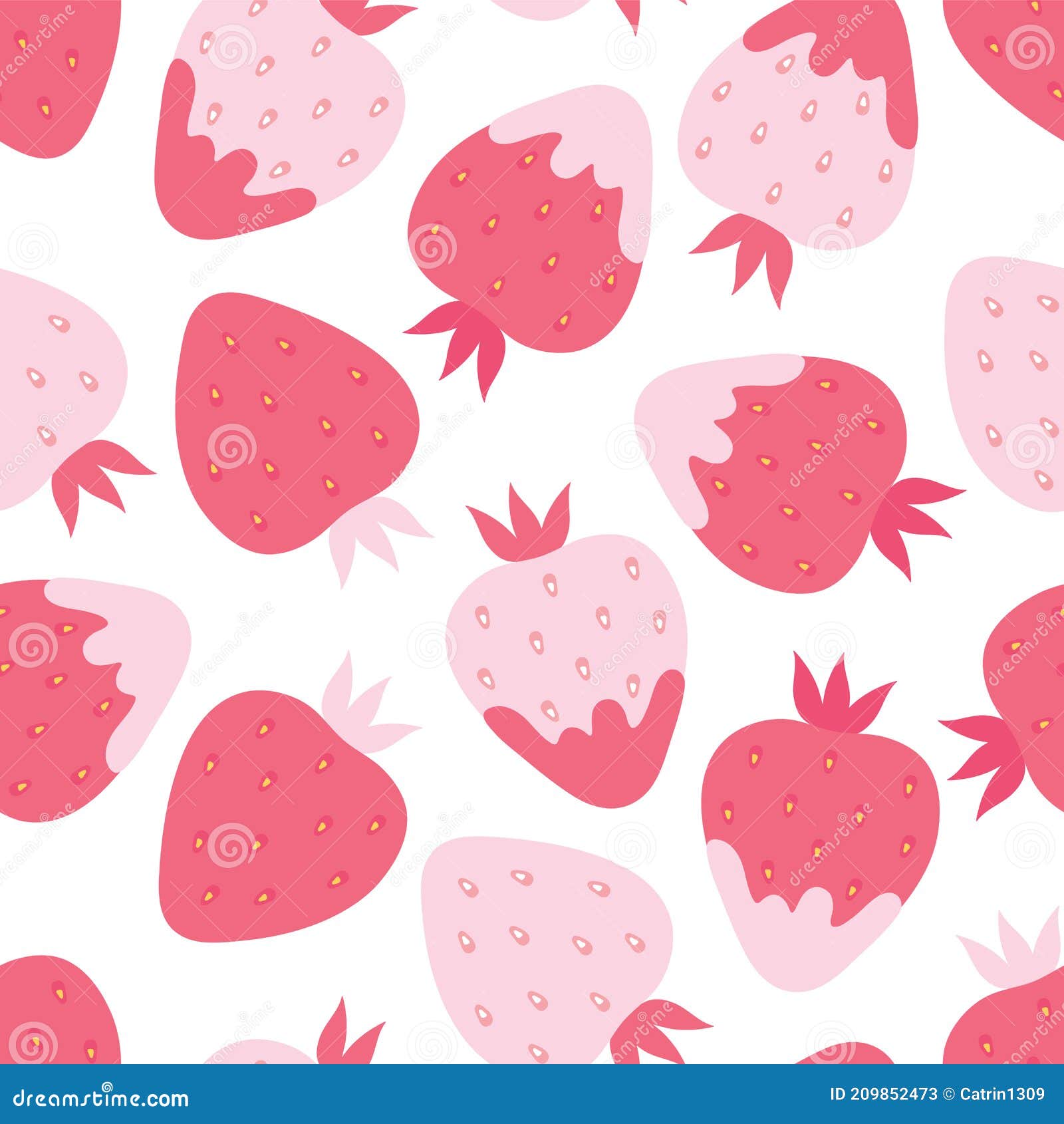 Pink Strawberry with Cream Seamless Pattern. Background of Fresh Delicious  Garden Berries Stock Vector - Illustration of forest, summer: 209852473