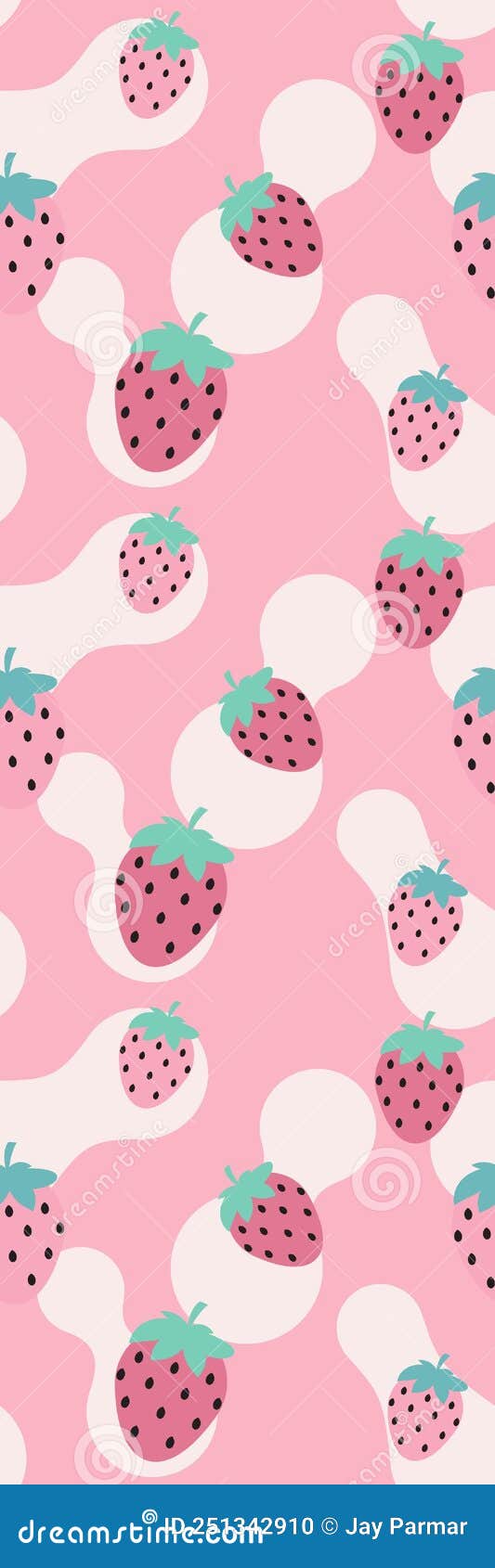 Pink Strawberry Cute Cool Bookmark Template Stock Illustration