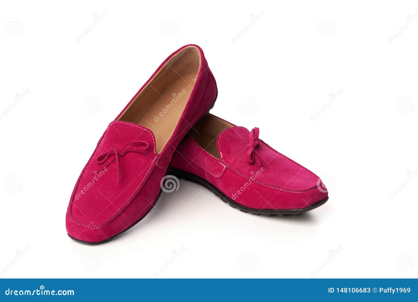 Pink Suede Woman`s Moccasins Shoes Stock Image - Image of people ...
