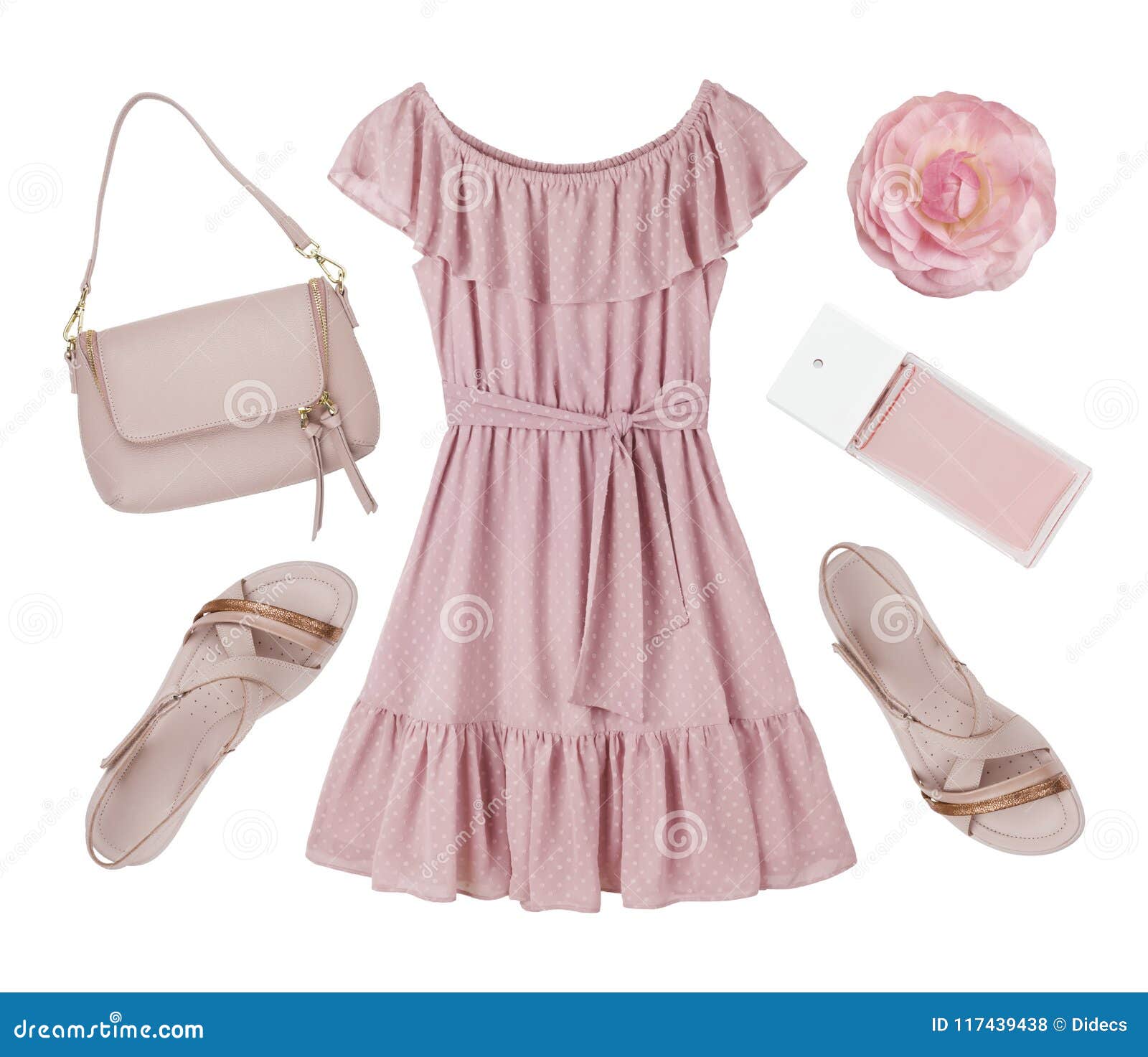 Pink Summer Dress, Shoes And 
