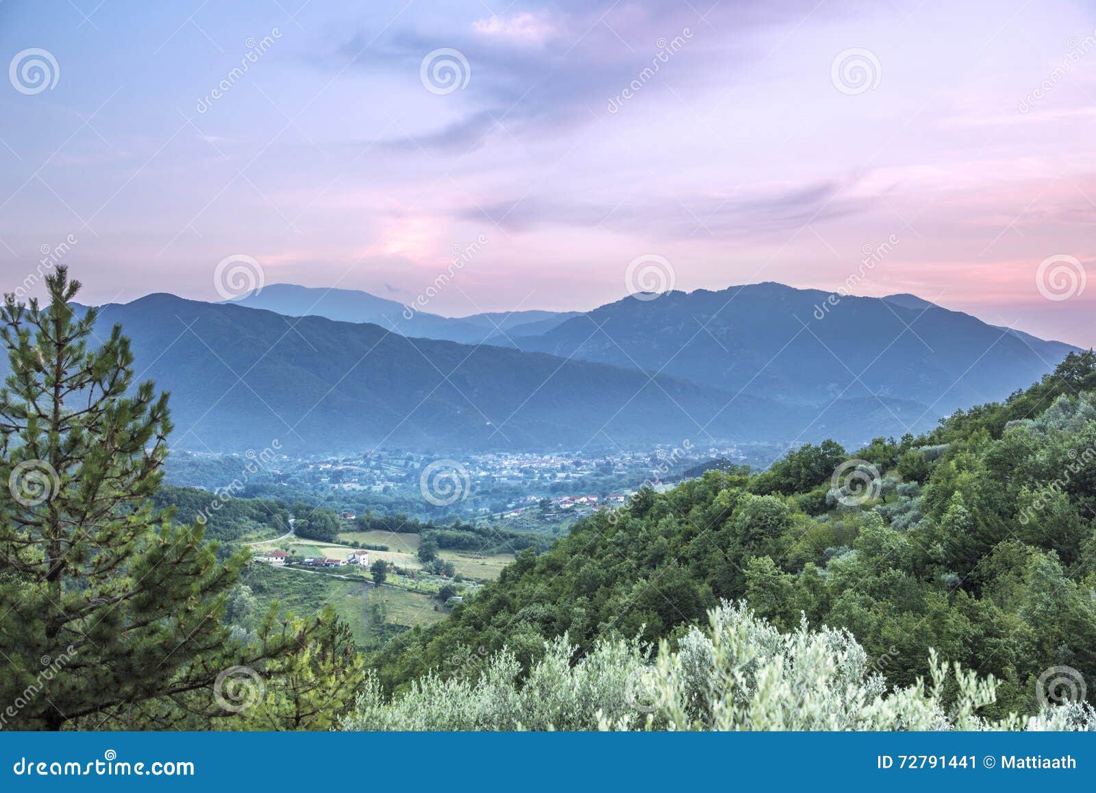 pink sunset on the apennines italy