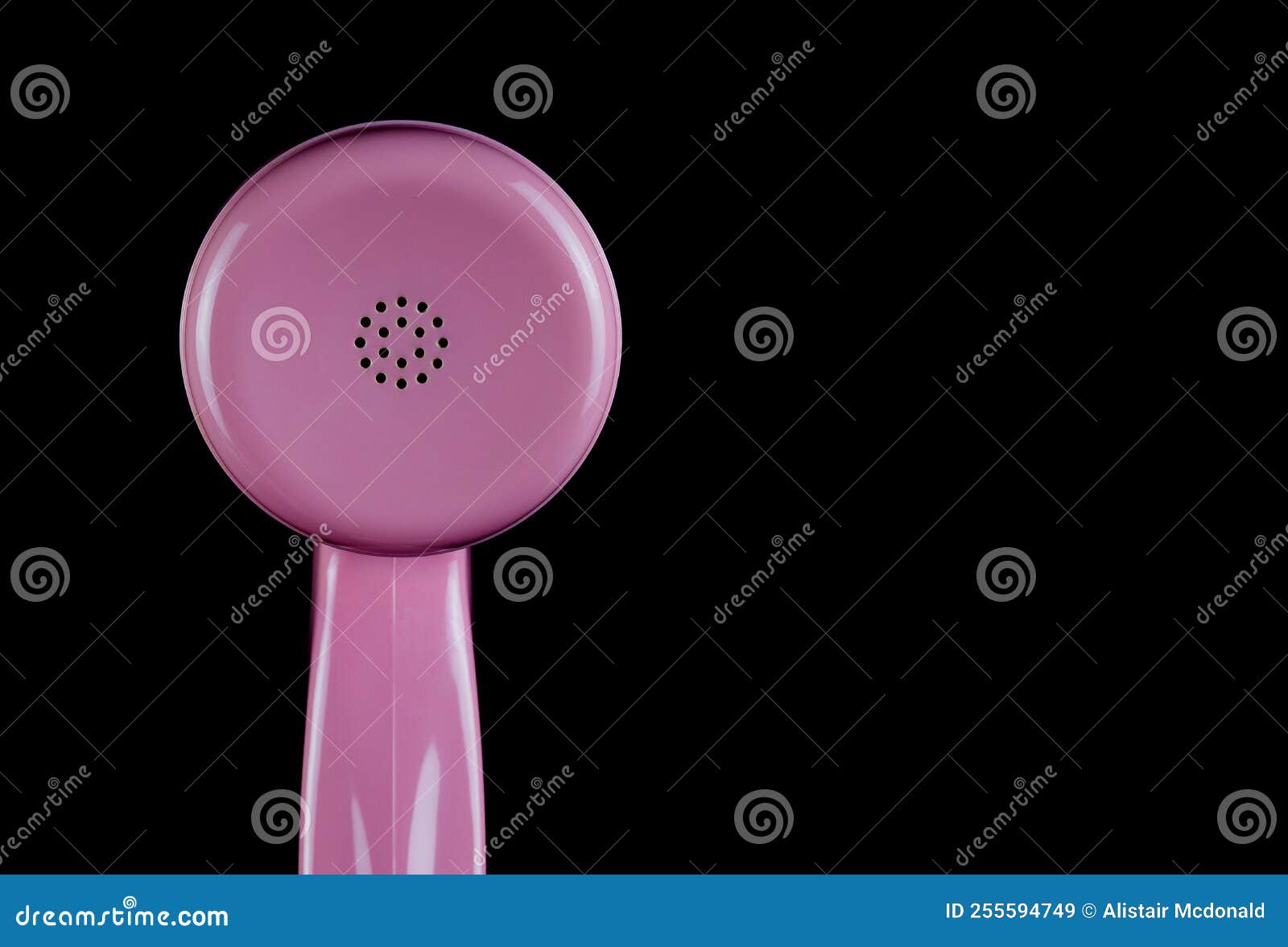 Pink Telephone Receiver Earpiece on a Black Background Stock Image Image of communicating
