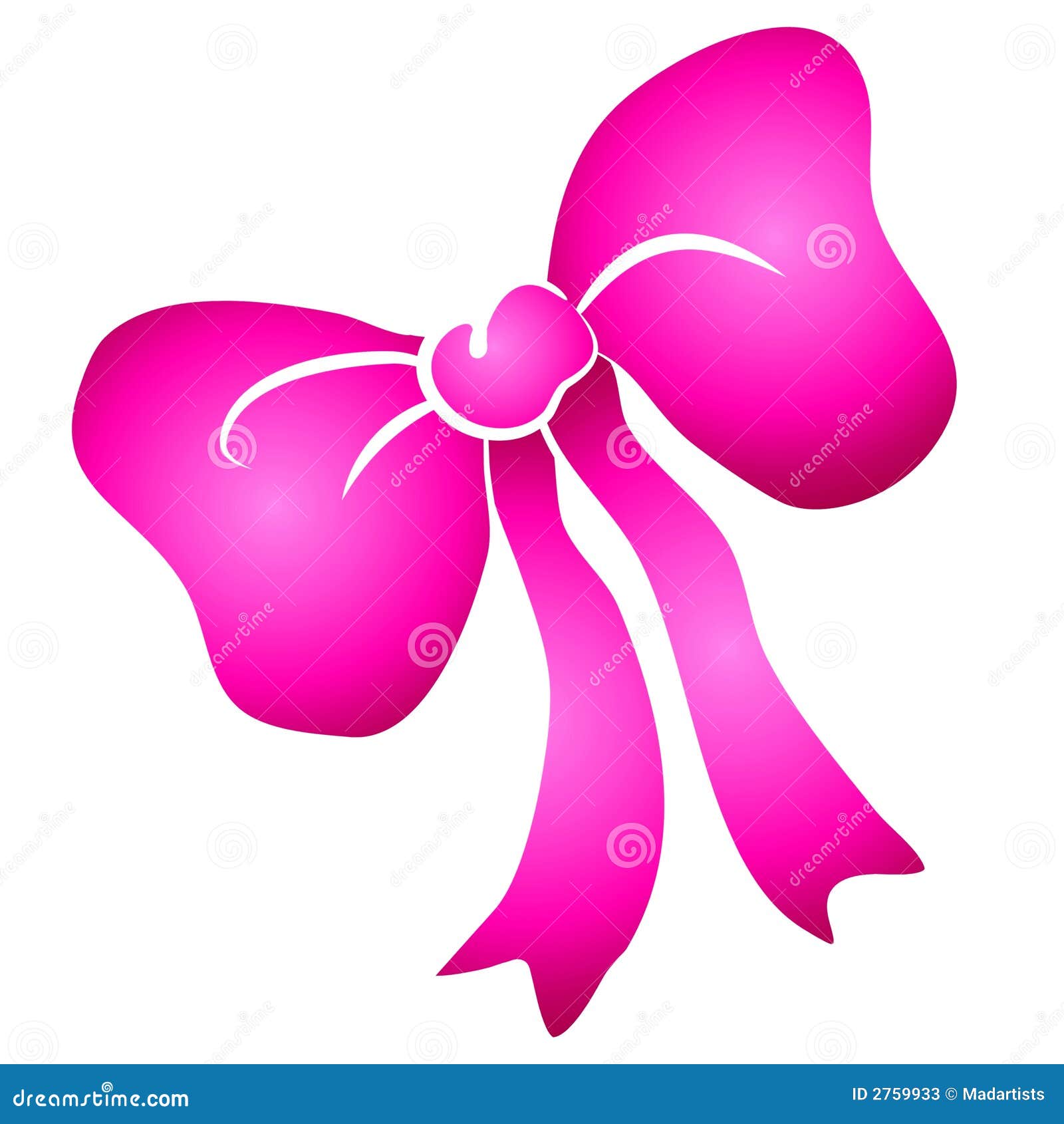 Romantic Pink Ribbon Bow Isolated On White Stock Illustration - Download  Image Now - Pink Color, Hair Bow, Tied Bow - iStock