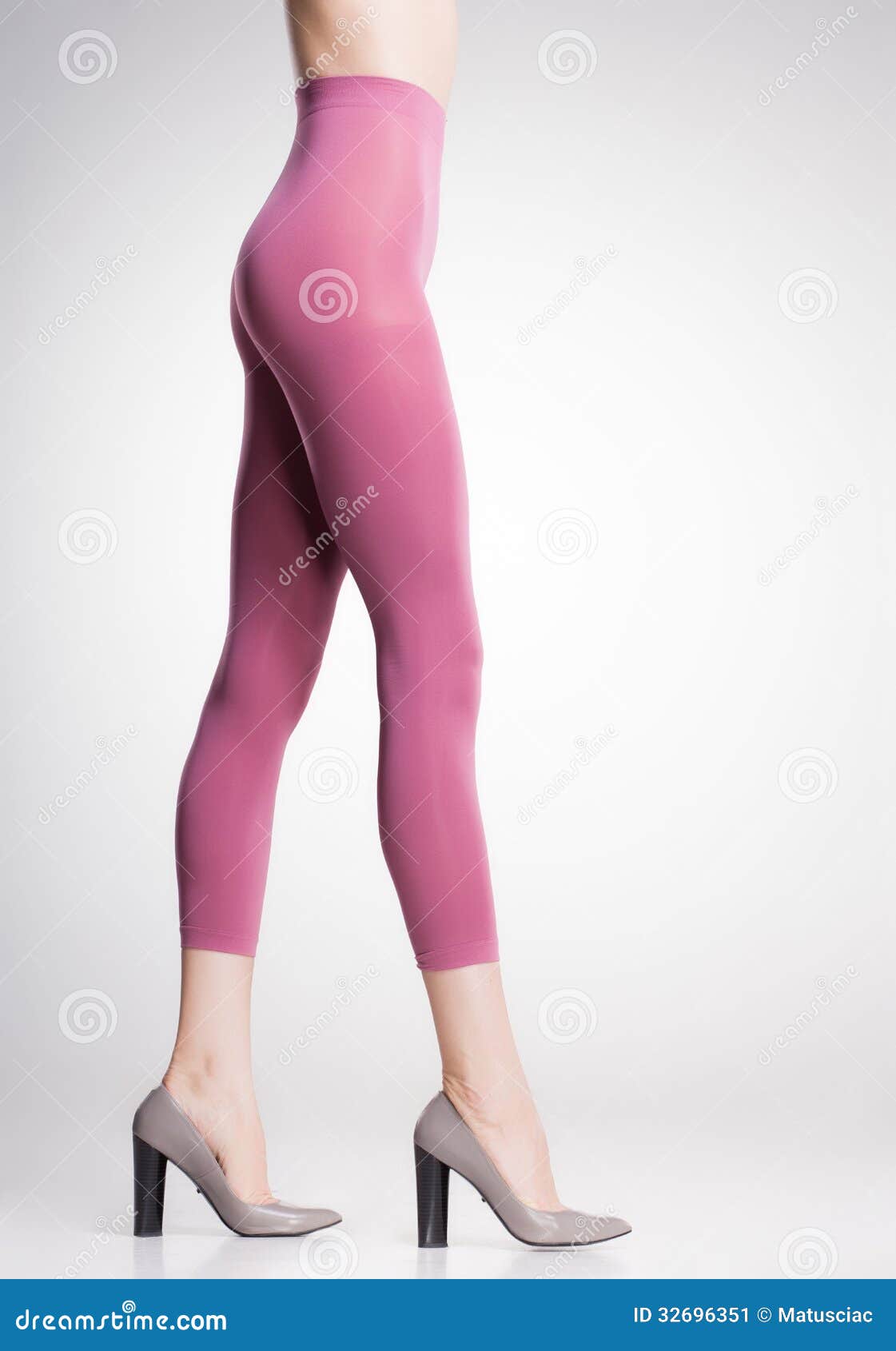 Pink Tights on Woman Legs on Grey Stock Image - Image of pantyhose, lady:  32696351