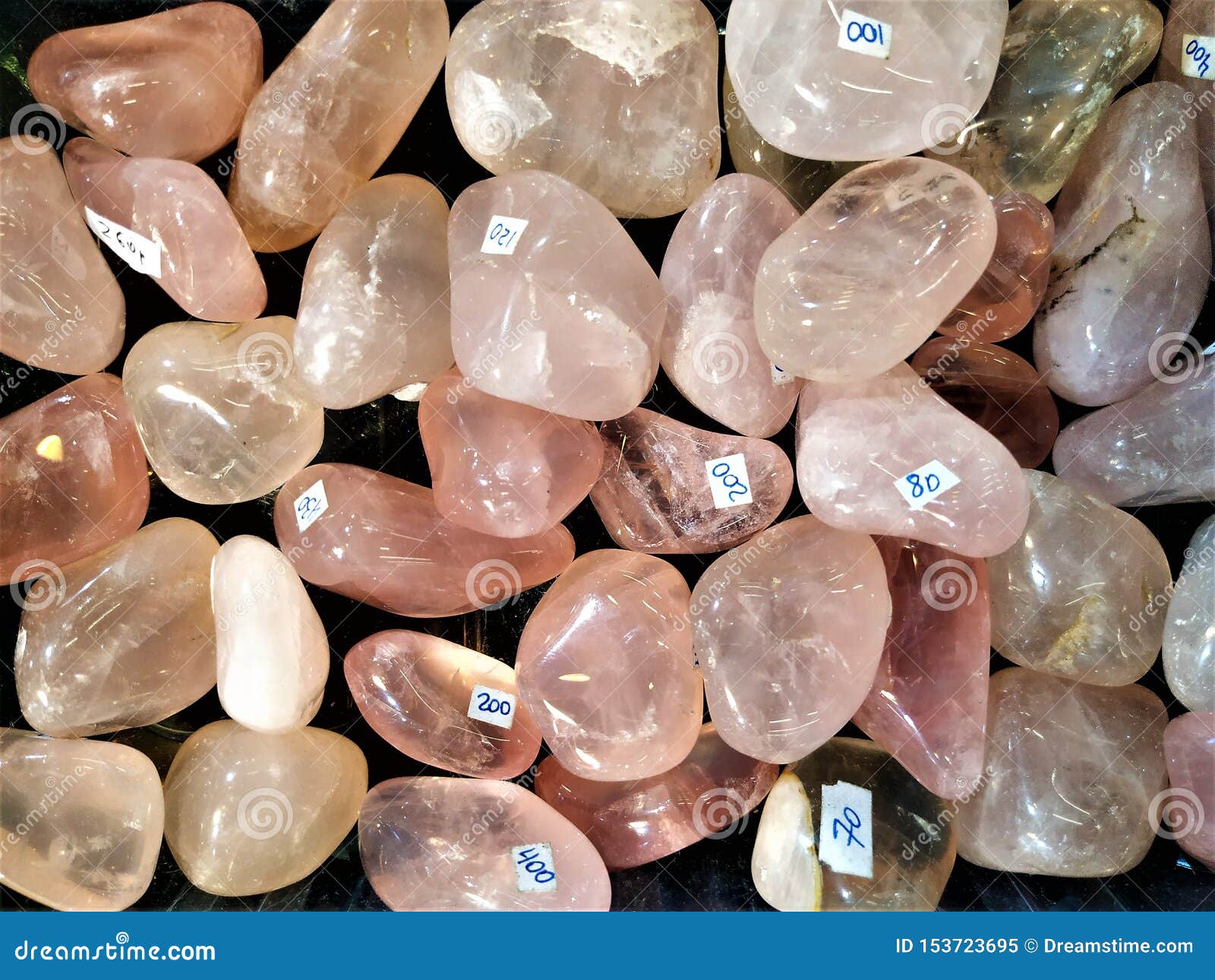 Pink and Translucent Stones Lie All Over the Background. Used for