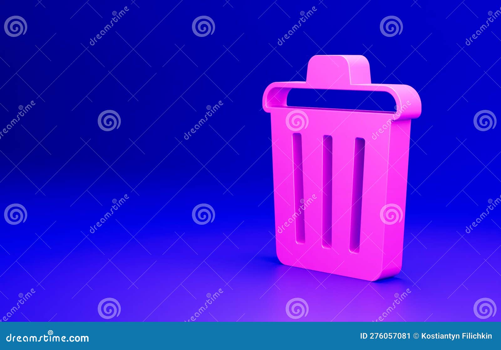 Pink Trash Can Icon Isolated on Blue Background. Garbage Bin Sign ...