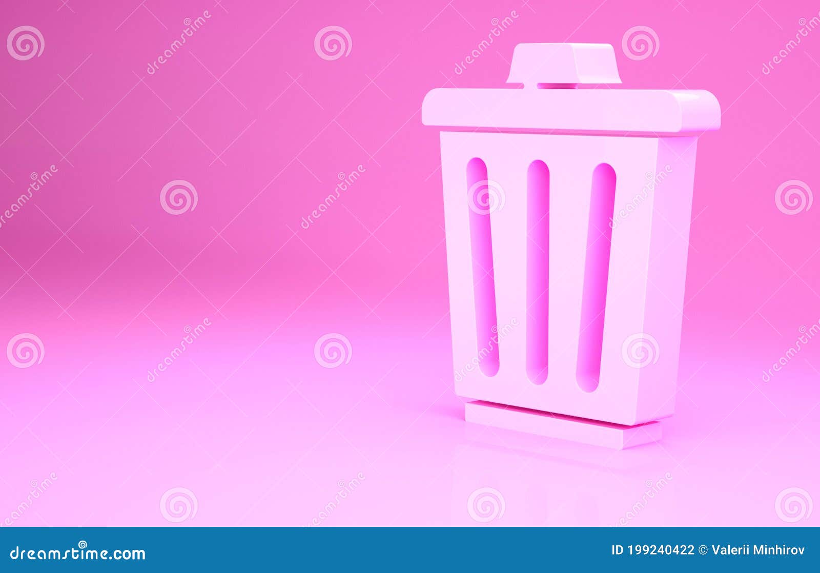 Pink Trash Can Icon Isolated on Pink Background. Garbage Bin Sign ...