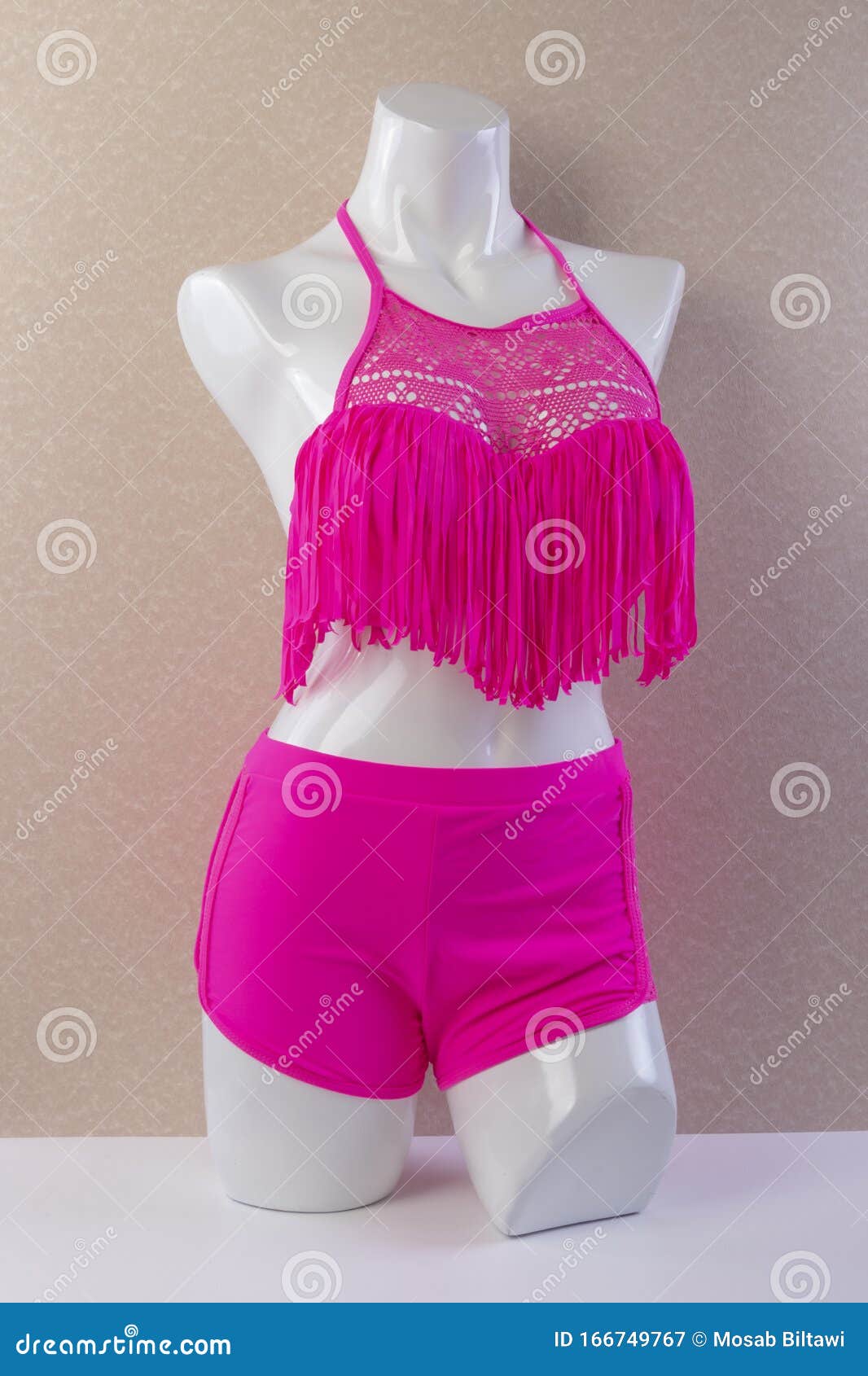 Pink Two Piece Fringe Bikini On A Mannequin Stock Image Image Of Swimming Swimsuit 166749767