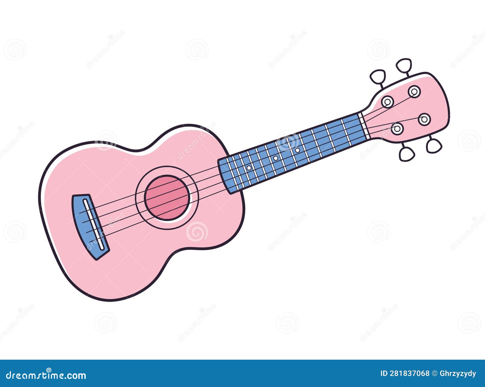 Pink ukulele isolated stock vector. Illustration of pink 281837068