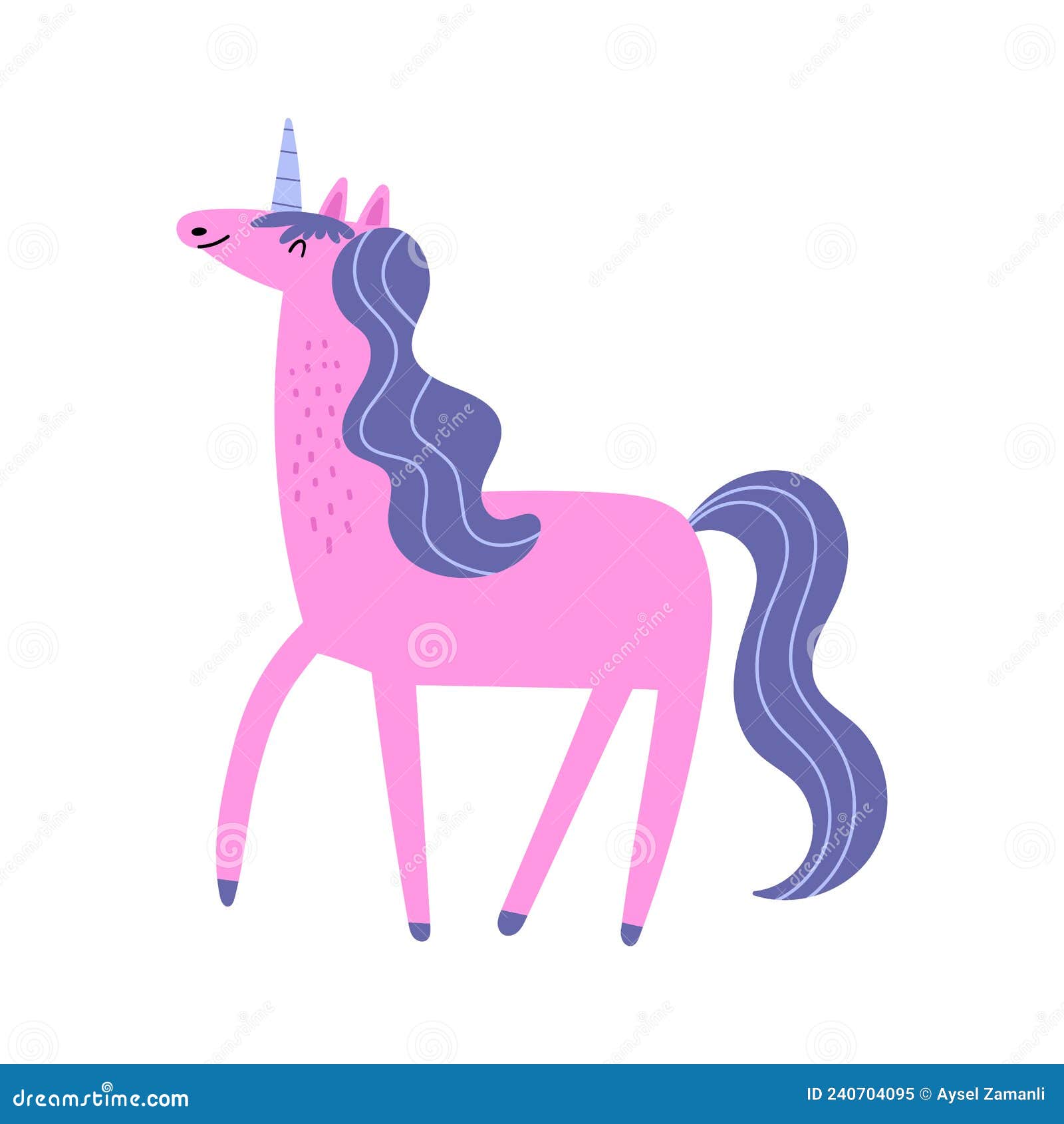 Pink Unicorn Hand-drawn Vector Illustration Stock Vector - Illustration