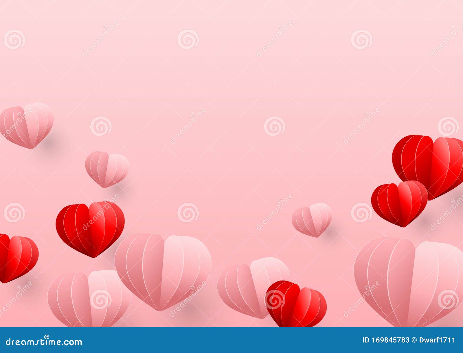 Pink Valentines, Mothers Day, love or weddind, marriage background with 3D pink and red paper hearts. Cute banner, flyer, poster, voucher, greeting or invitation card. 