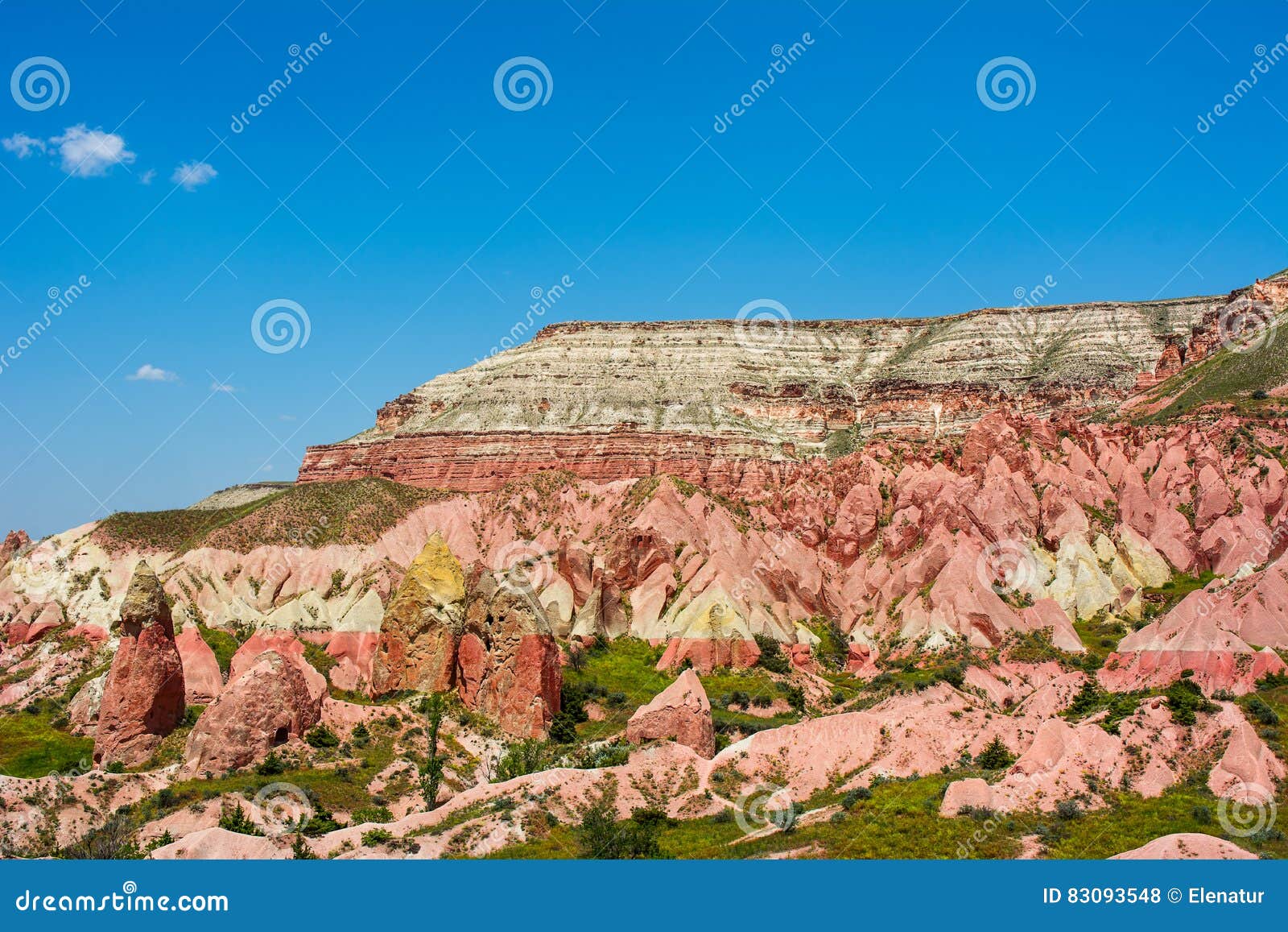 pink valley at cappadocia, anatolia, turkey. volcanic mountains