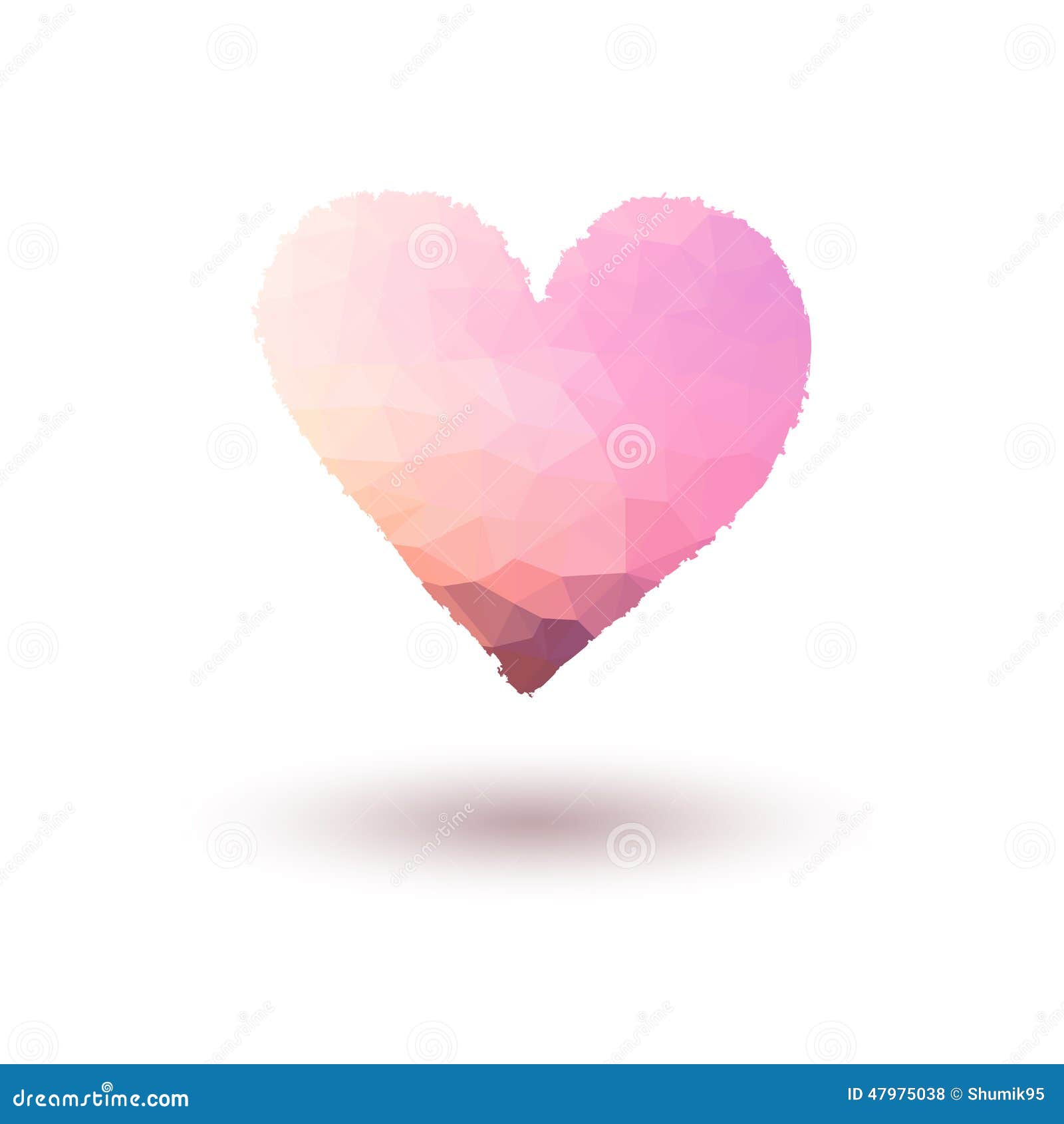 Pink Vector Painted Heart on Gradient Background Stock Vector