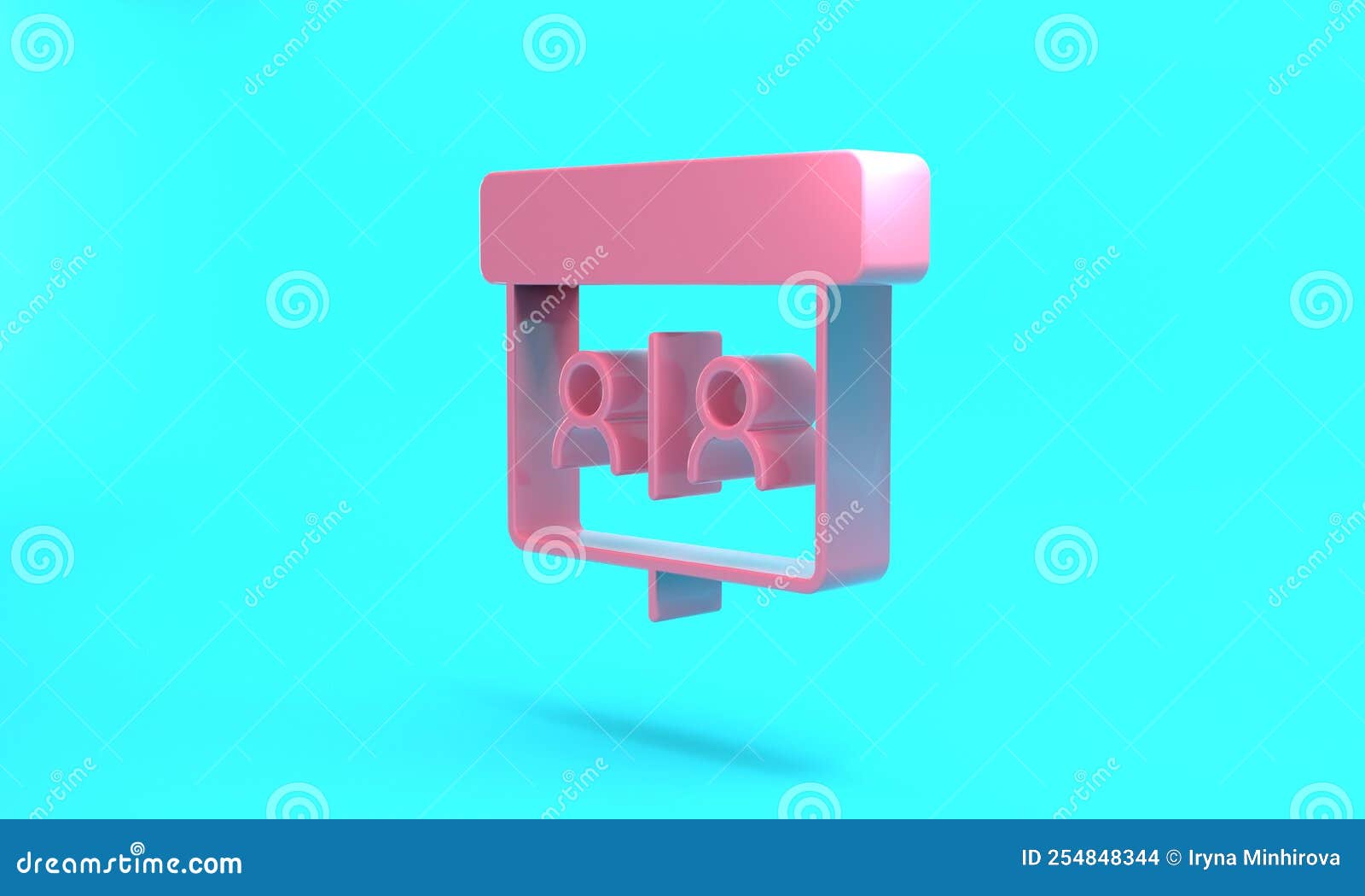 Pink Video Chat Conference Icon Isolated on Turquoise Blue Background