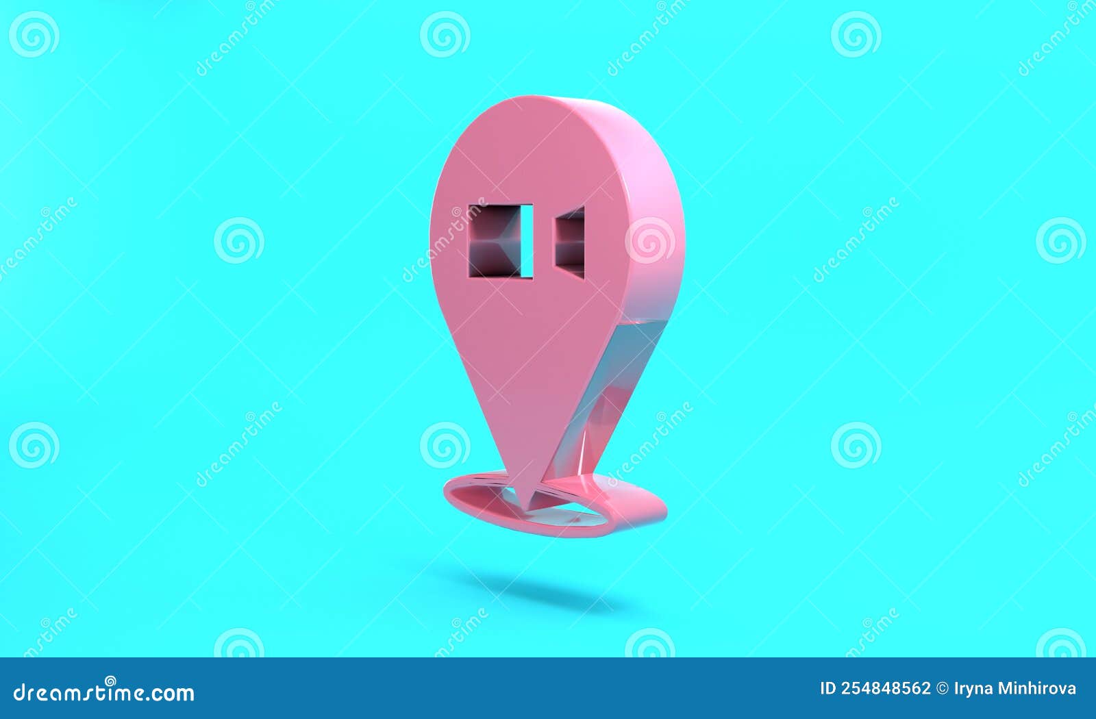 Pink Video Chat Conference Icon Isolated on Turquoise Blue Background