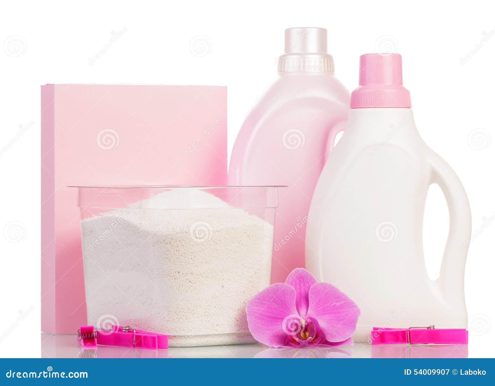 Pink Washing Powder and Cleaning Items Stock Image Image of chemical