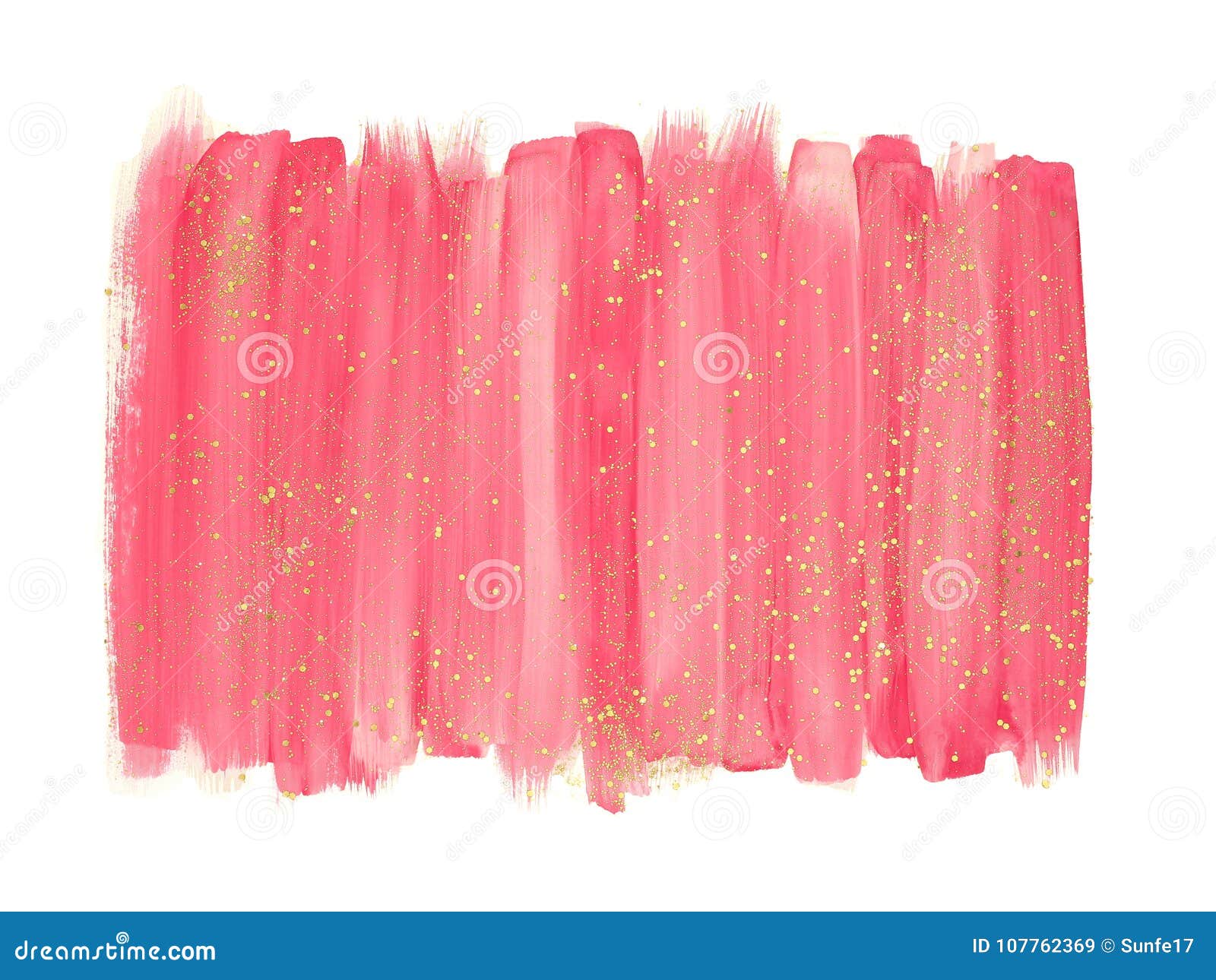 pink watercolor brush strokes with gold glitter