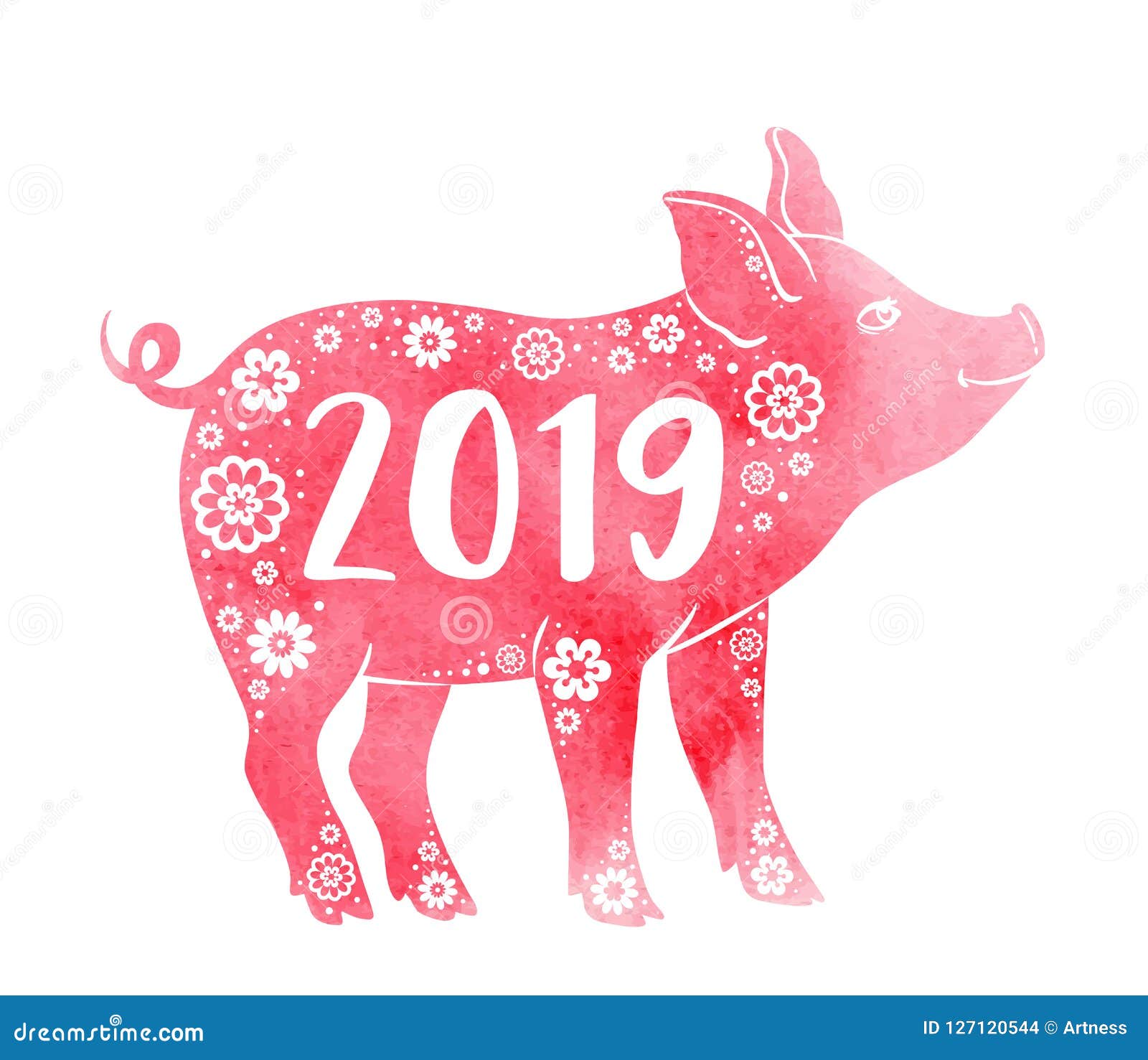Download Pink Watercolor Silhouette Of Pig Stock Vector ...
