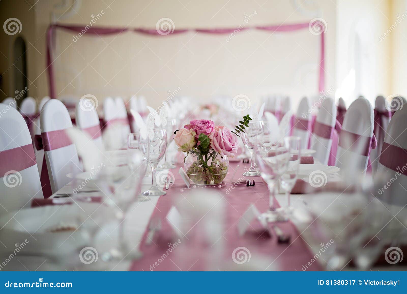 Pink Wedding Table Decoration Stock Image - Image of event, arrangement