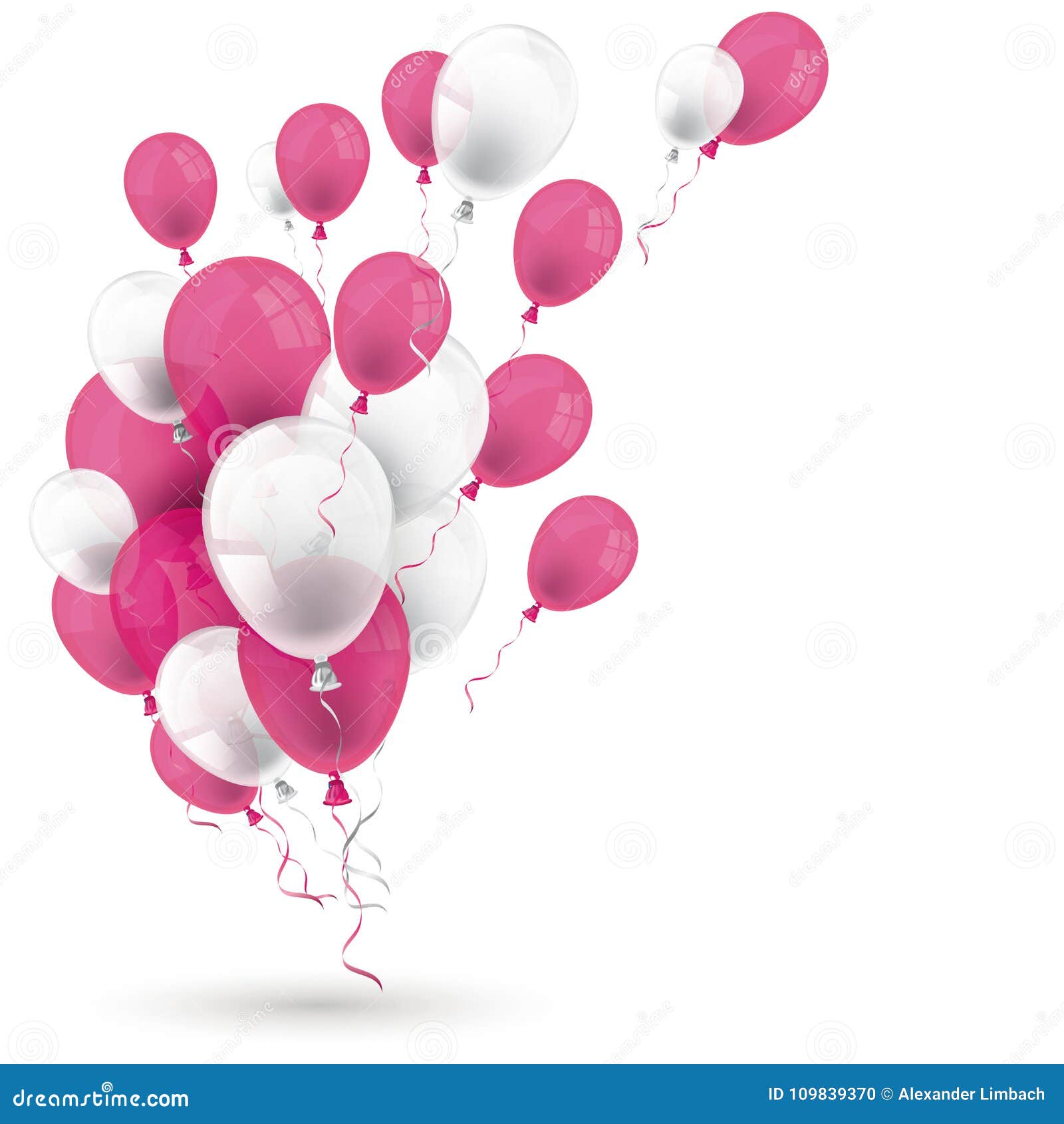 Pink White Balloons Happy Birthday White Cover Stock Vector - Illustration  of festival, bunch: 109839370